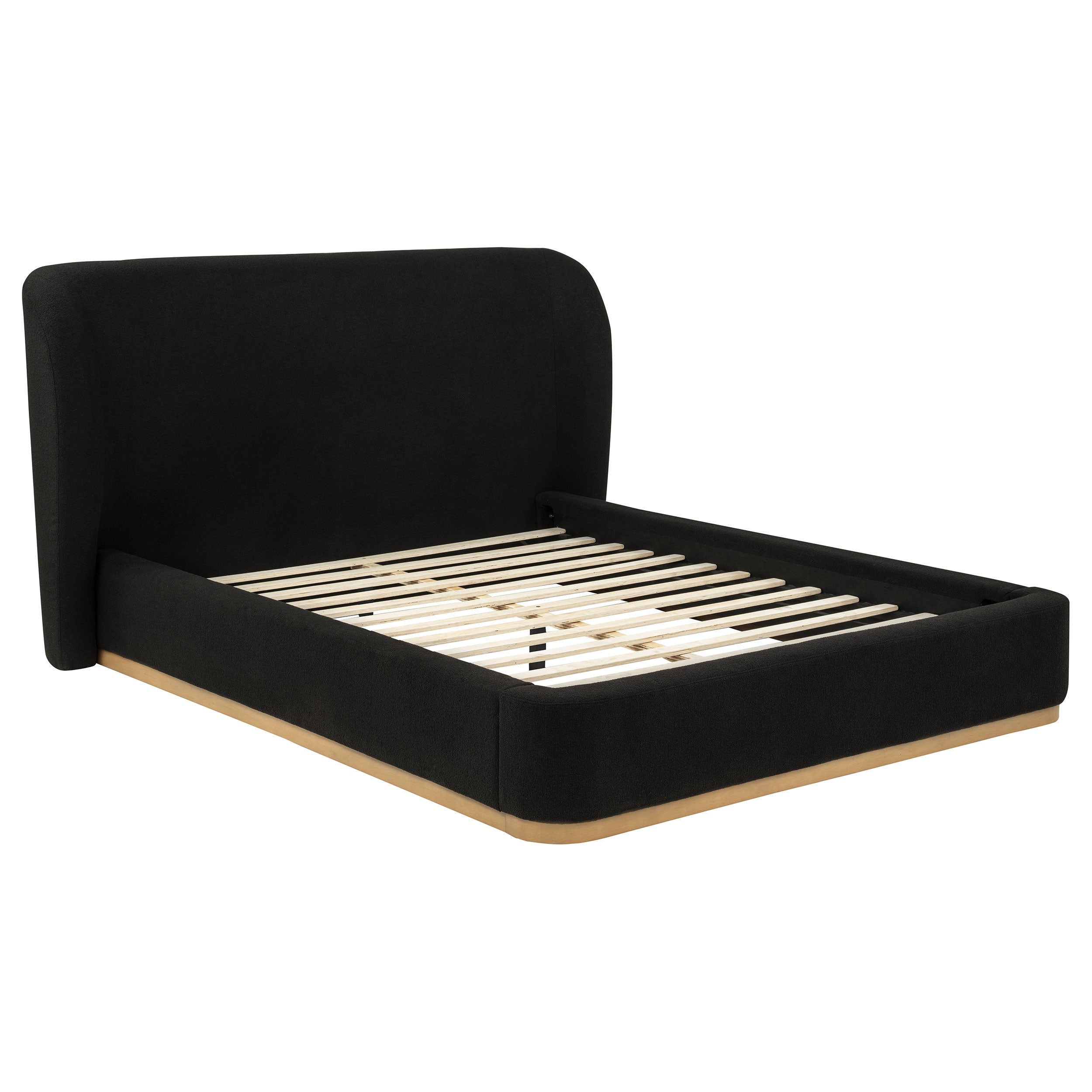 Blaire Upholstered Queen Wingback Platform Bed Black — view 1