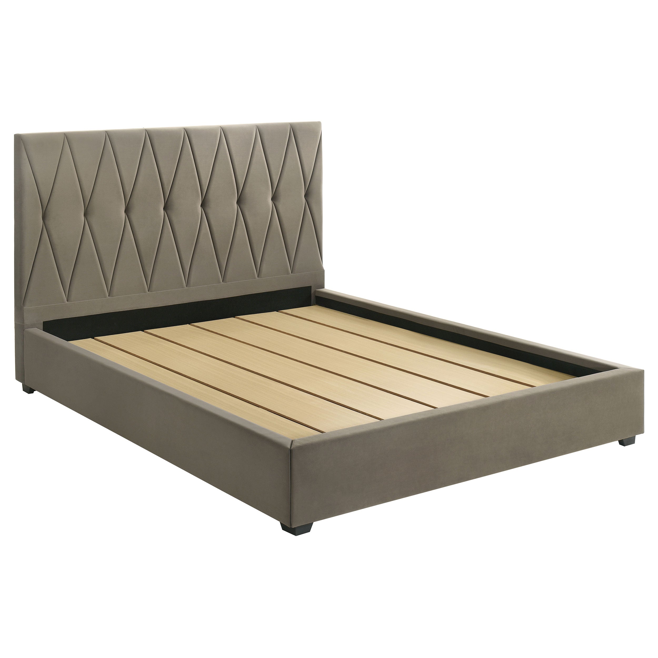 Delsea Upholstered Eastern King Platform Bed Light Brown — view 1