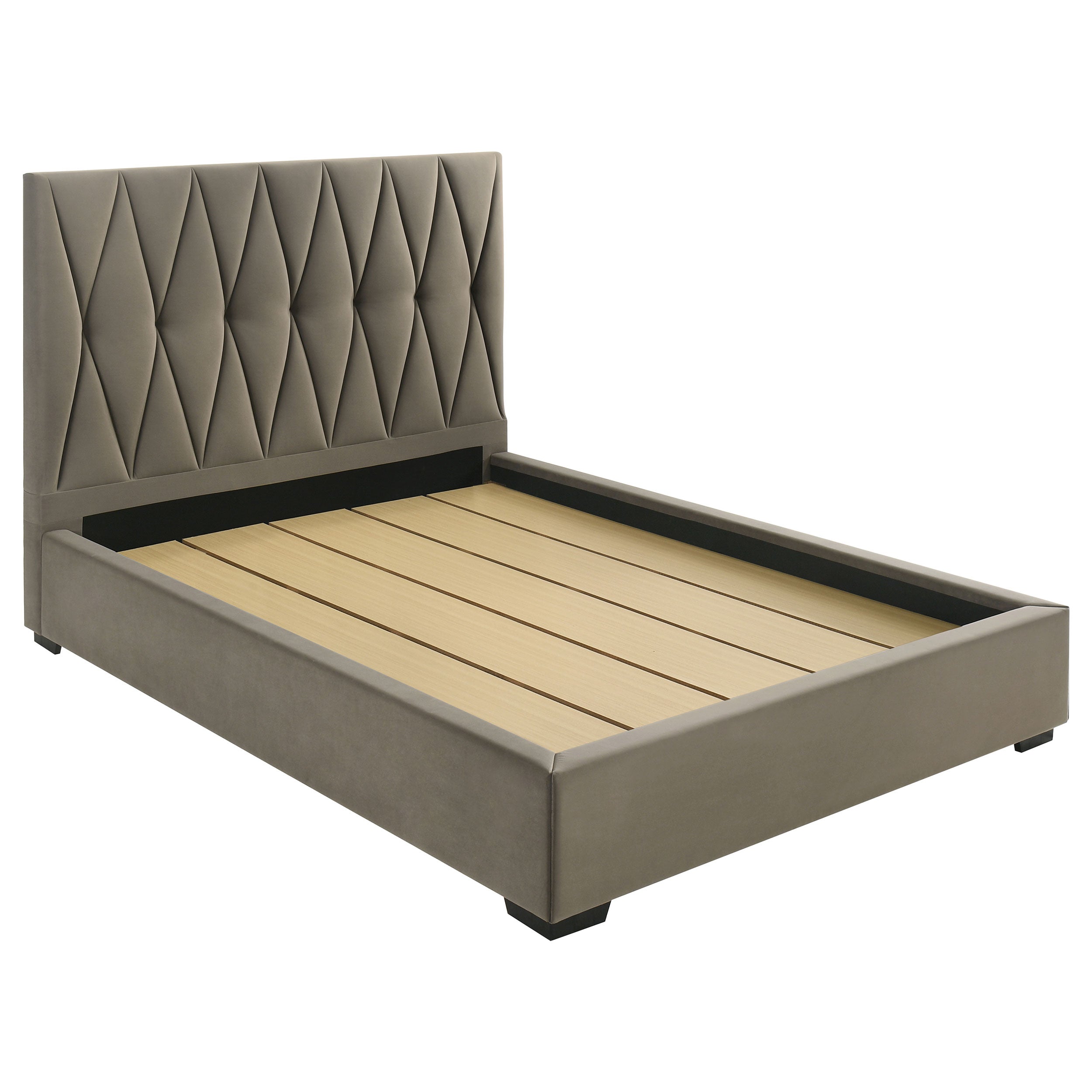 Delsea Upholstered Queen Panel Platform Bed Light Brown — view 1