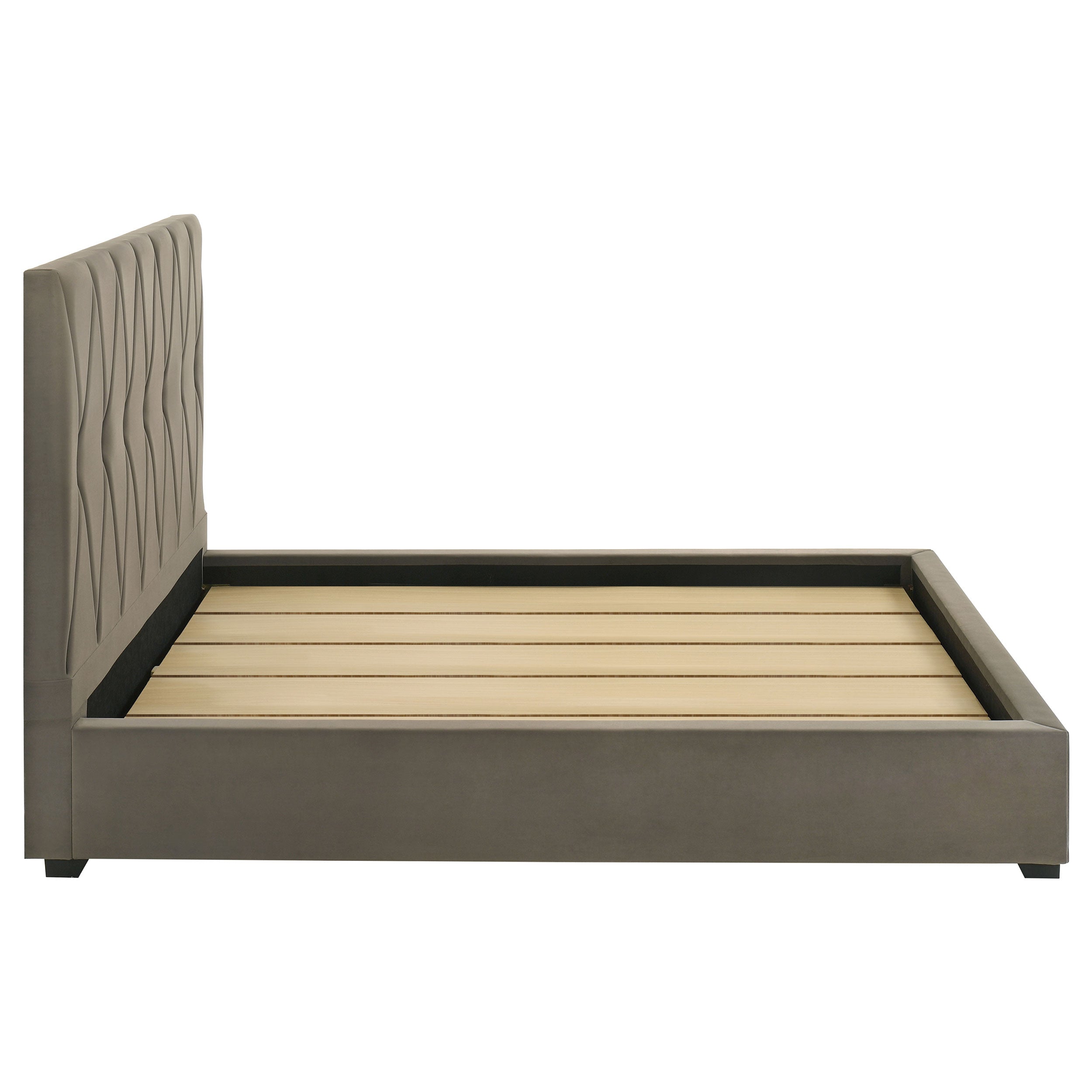 Delsea Upholstered Queen Panel Platform Bed Light Brown — view 6