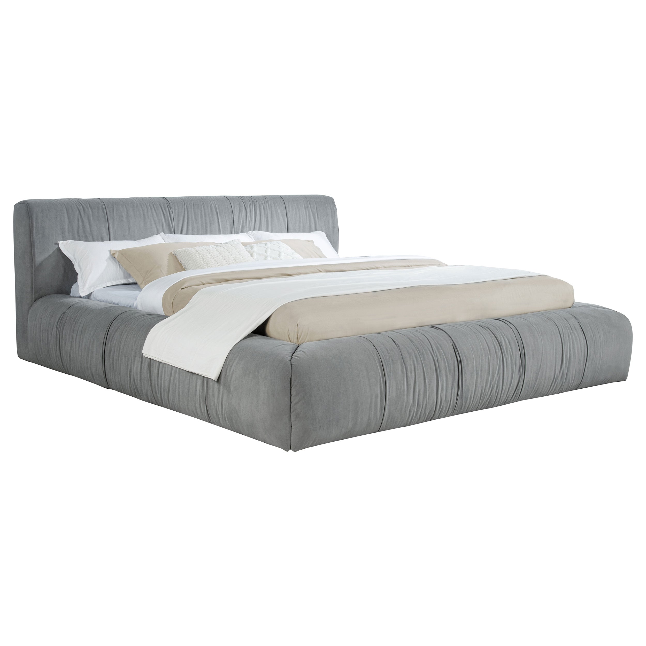 Wilshire Upholstered Eastern King Platform Bed Grey — view 3