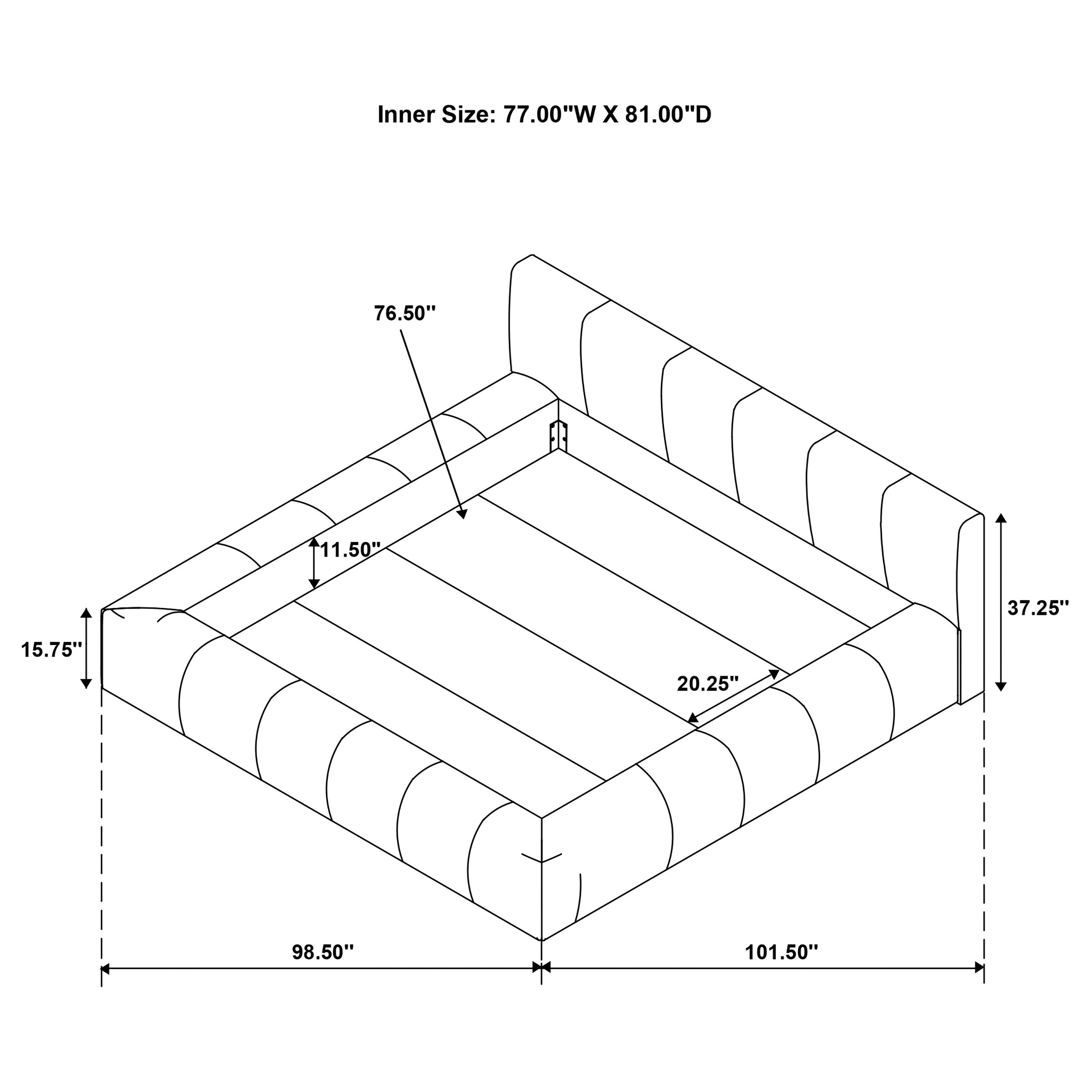 Wilshire Upholstered Eastern King Platform Bed Grey — view 9