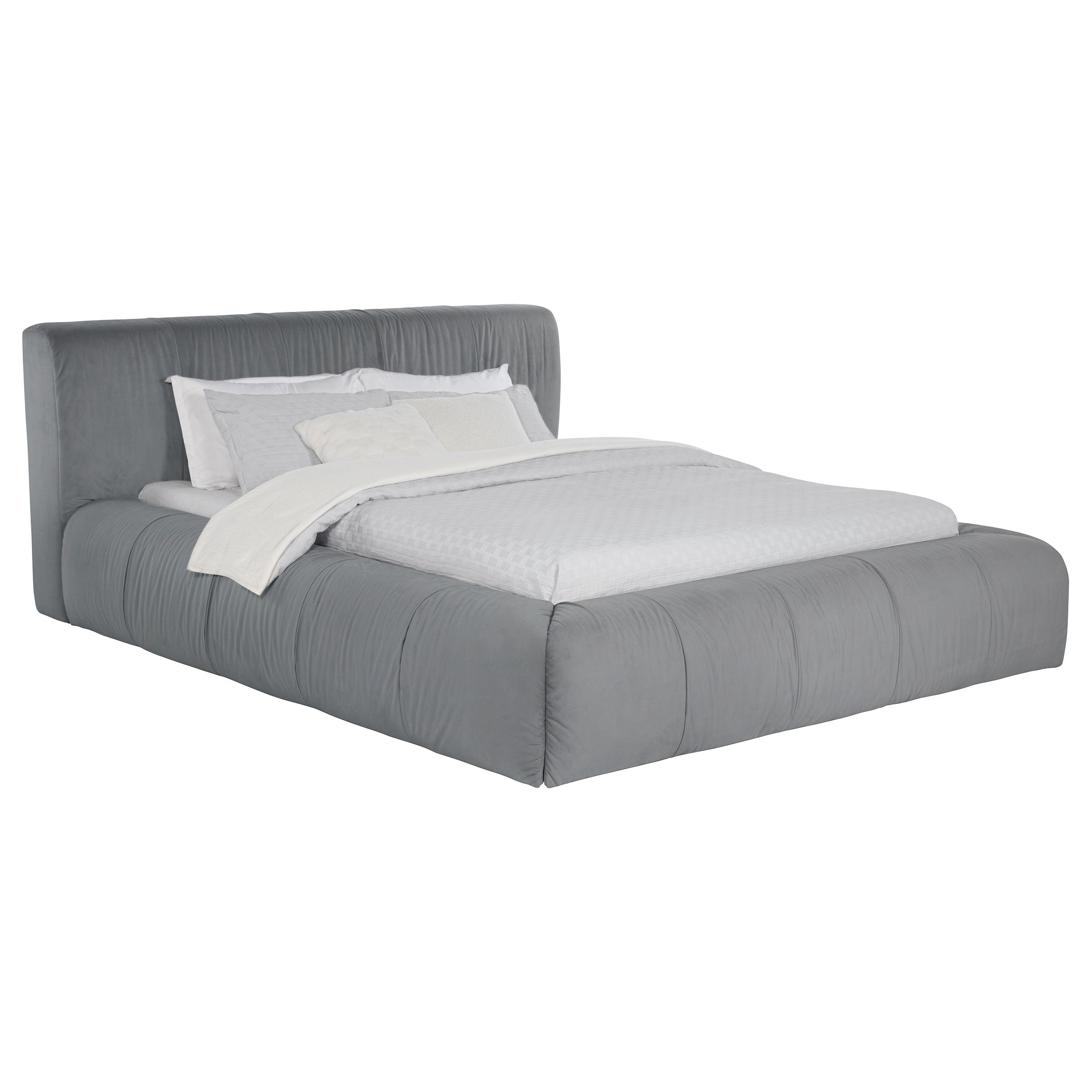 Wilshire Upholstered Queen Platform Bed Grey — view 3