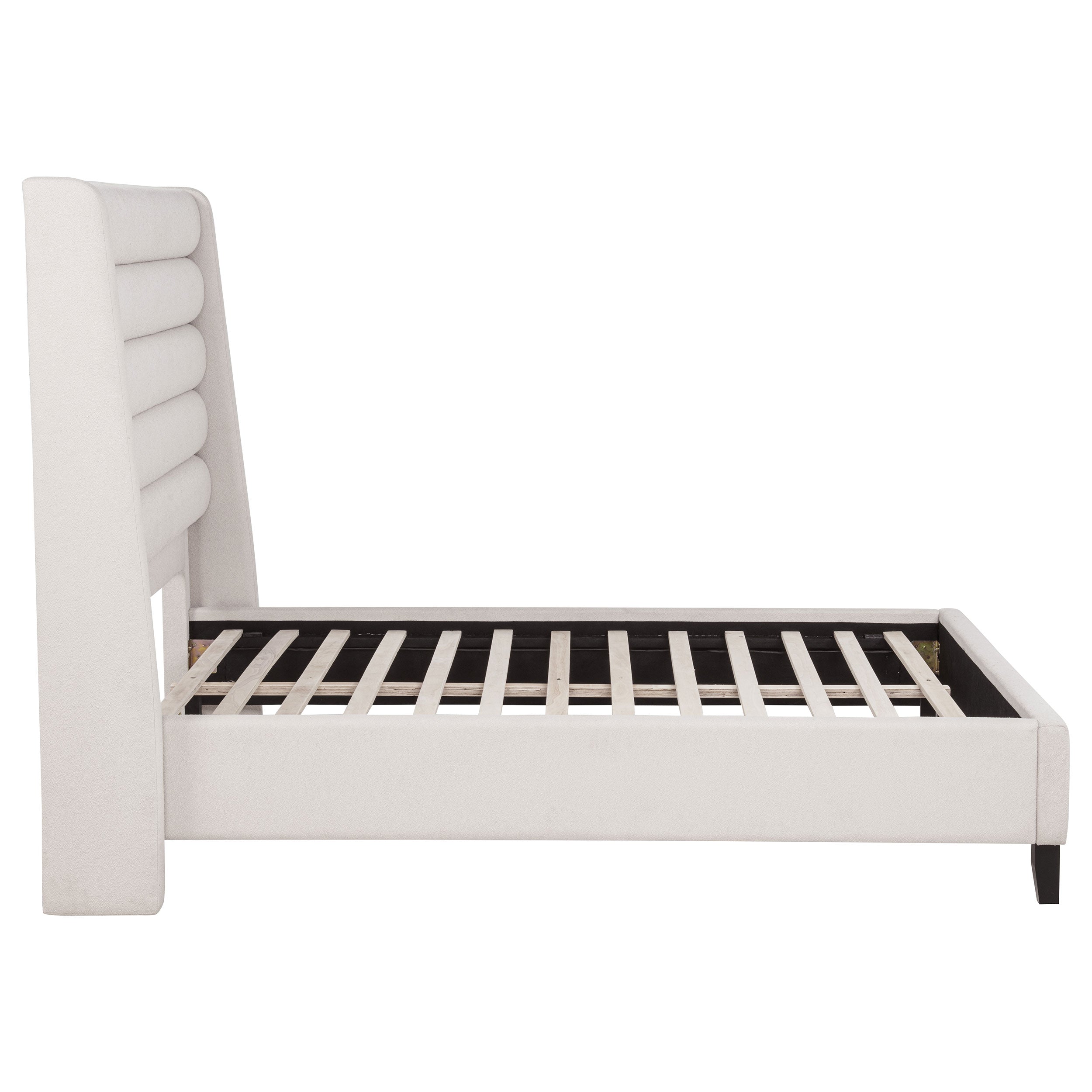 Leslie Upholstered Tufted Full Wingback Platform Bed Beige — view 5