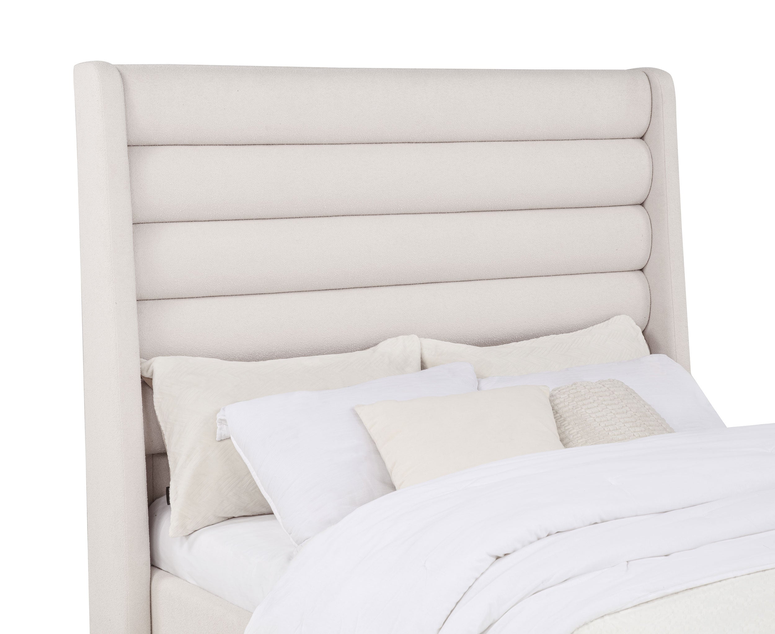 Leslie Upholstered Tufted Full Wingback Platform Bed Beige — view 6