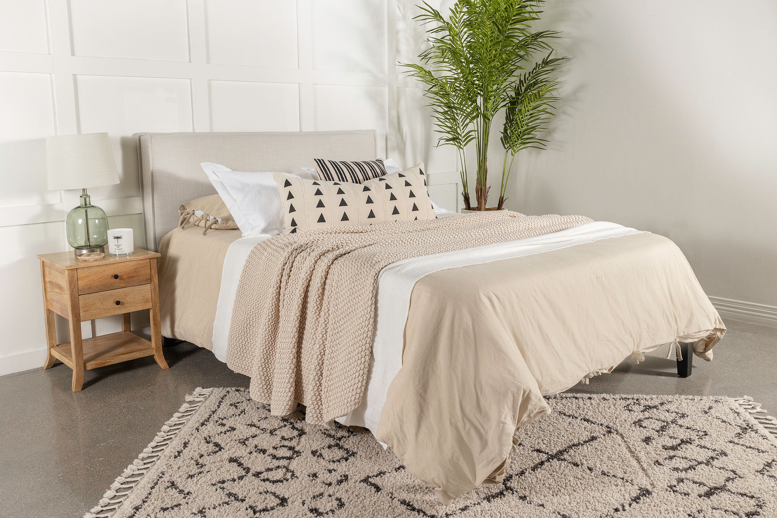 Izzy Upholstered Queen or Full Panel Headboard Sand — view 9