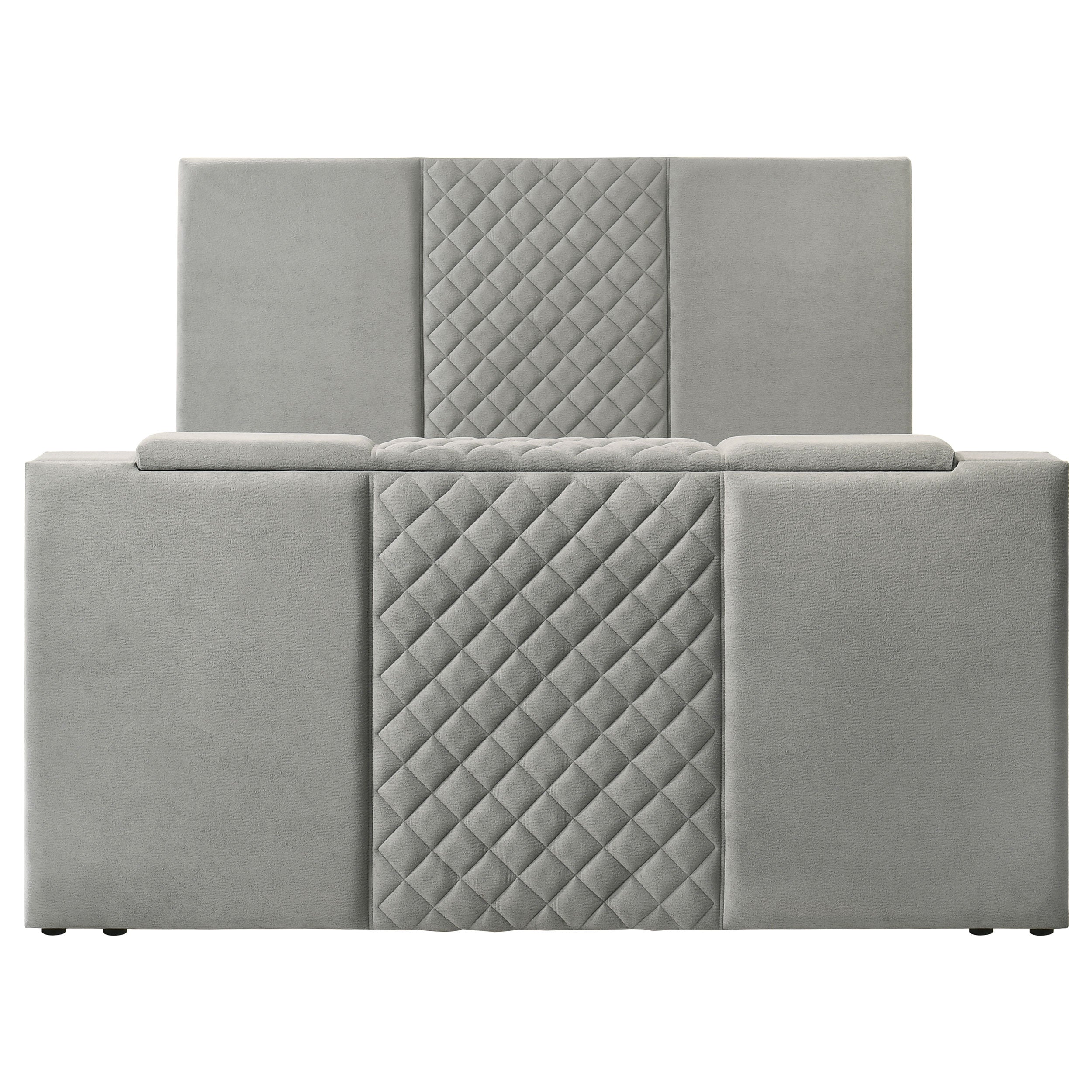 Tara 61-inch Upholstered Eastern King Panel TV Bed Grey — view 6