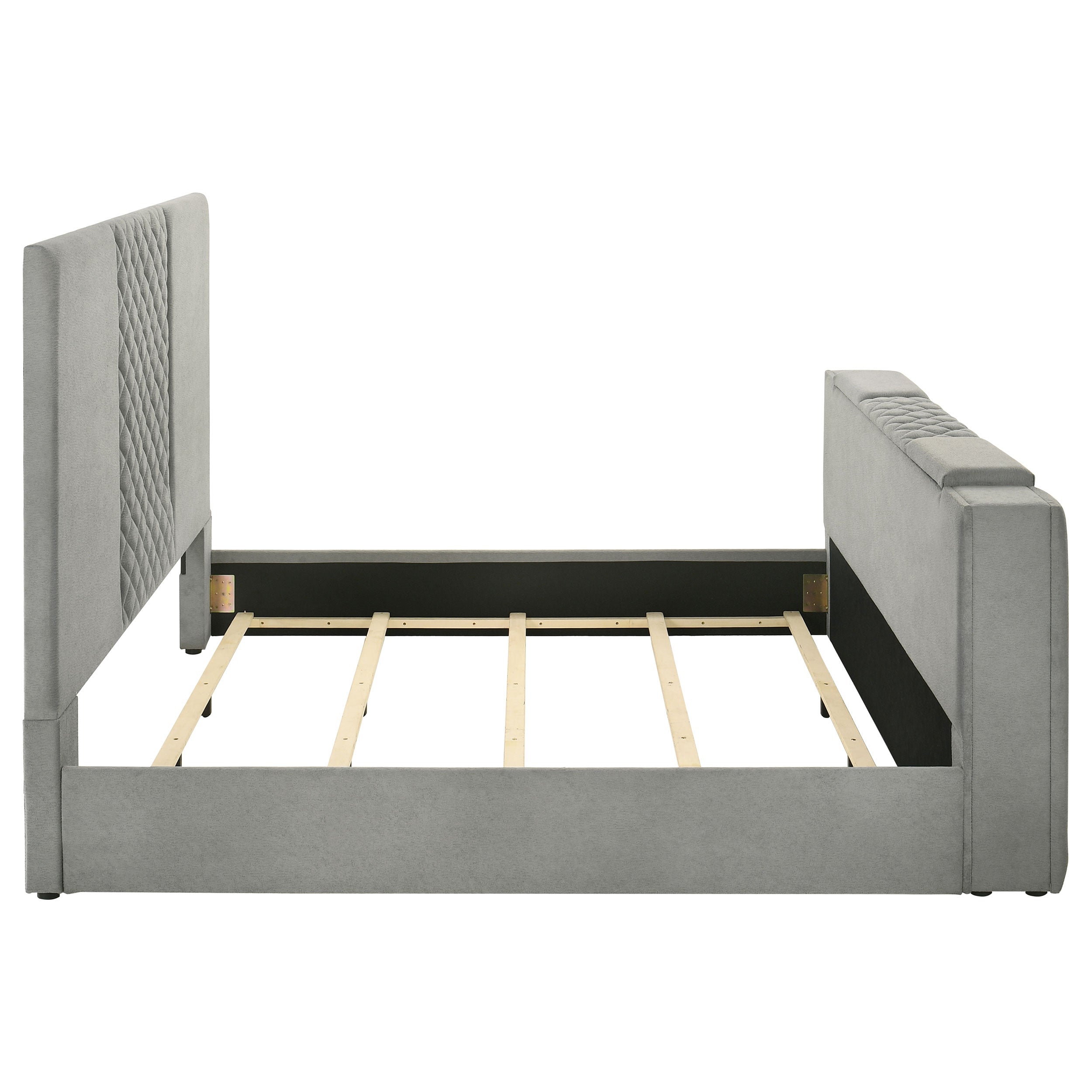 Tara 61-inch Upholstered Eastern King Panel TV Bed Grey — view 8