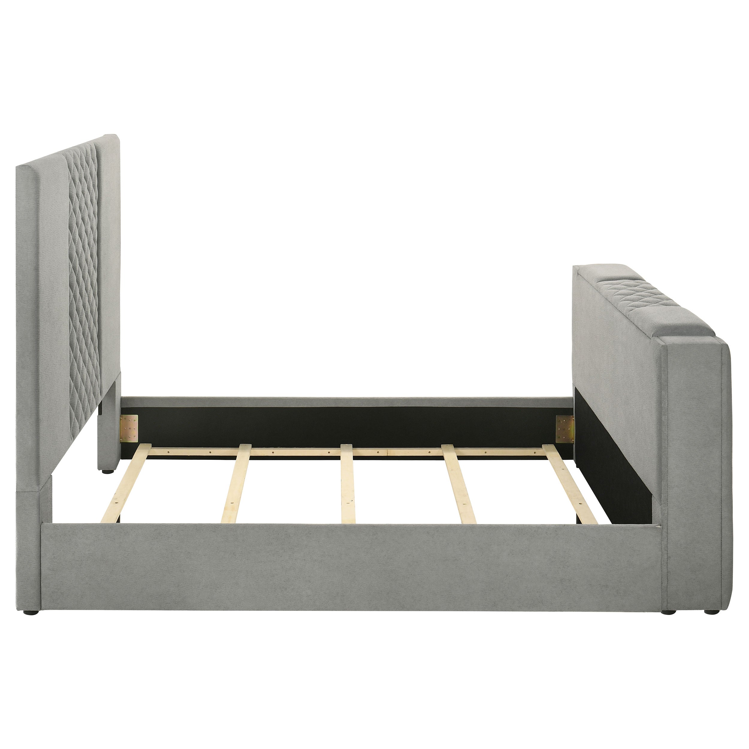 Tara 61-inch Upholstered Queen Panel TV Bed Grey — view 8