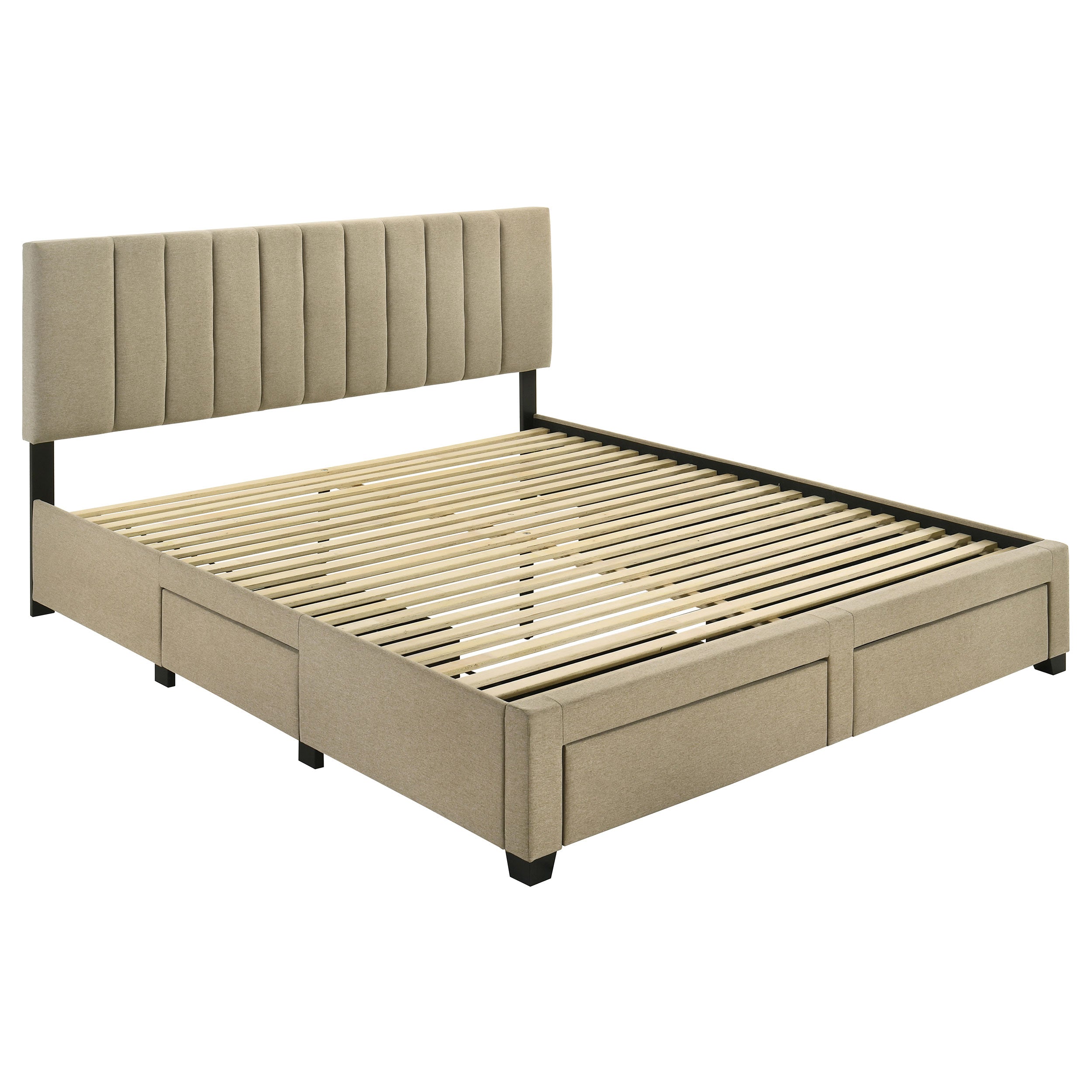 Wheatland 4-drawer Upholstered Eastern King Storage Bed Brown — view 4