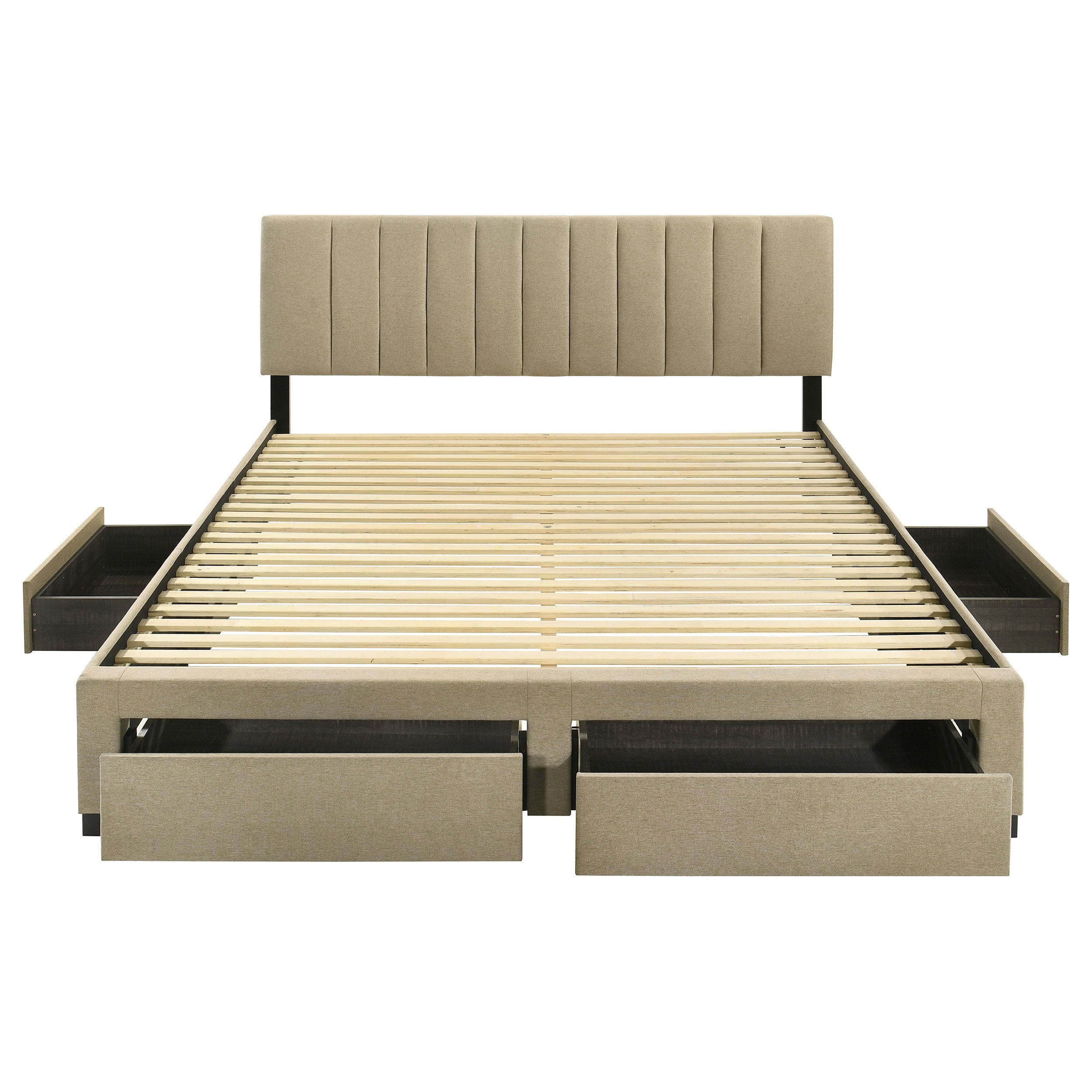 Wheatland 4-drawer Upholstered Eastern King Storage Bed Brown — view 8
