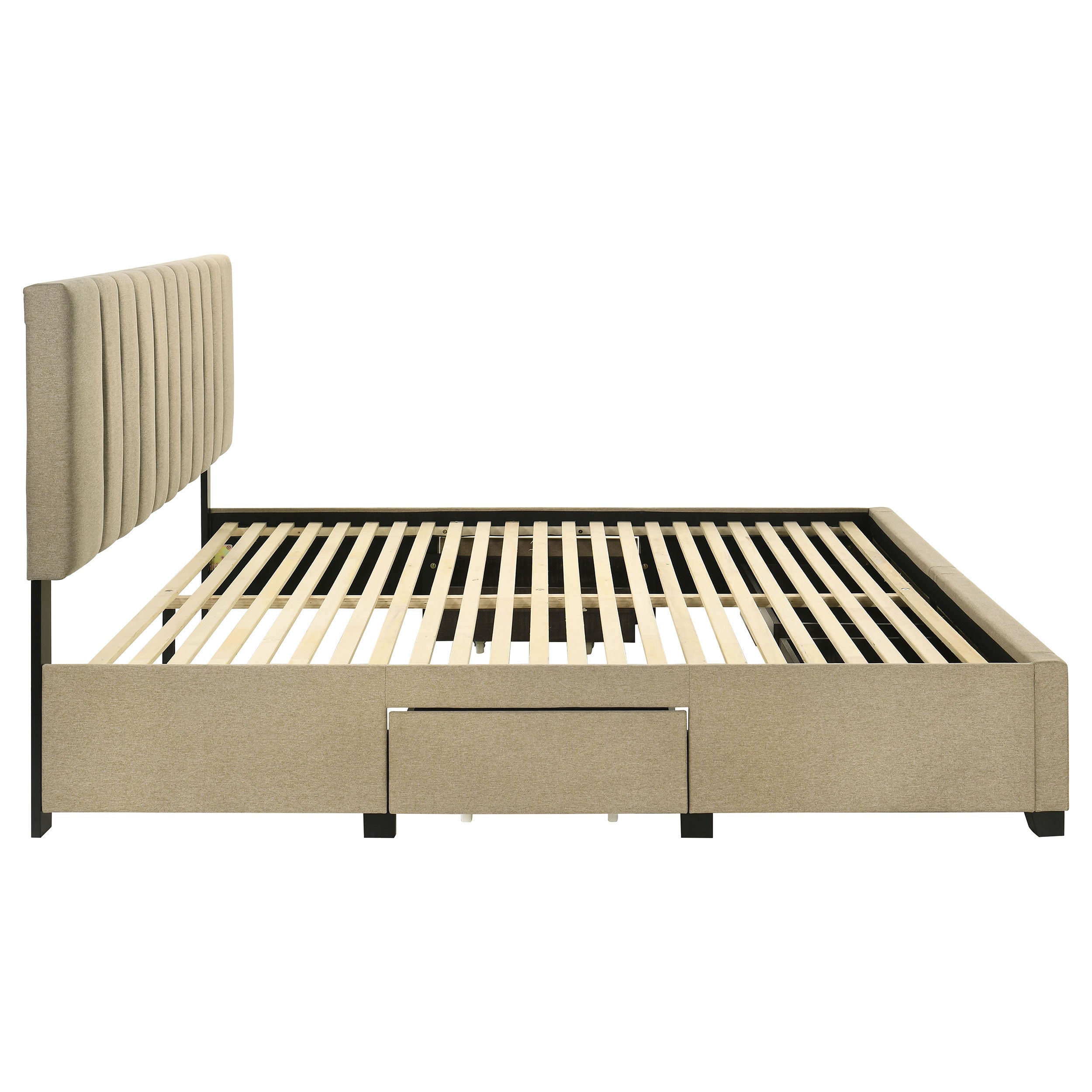 Wheatland 4-drawer Upholstered Eastern King Storage Bed Brown — view 10