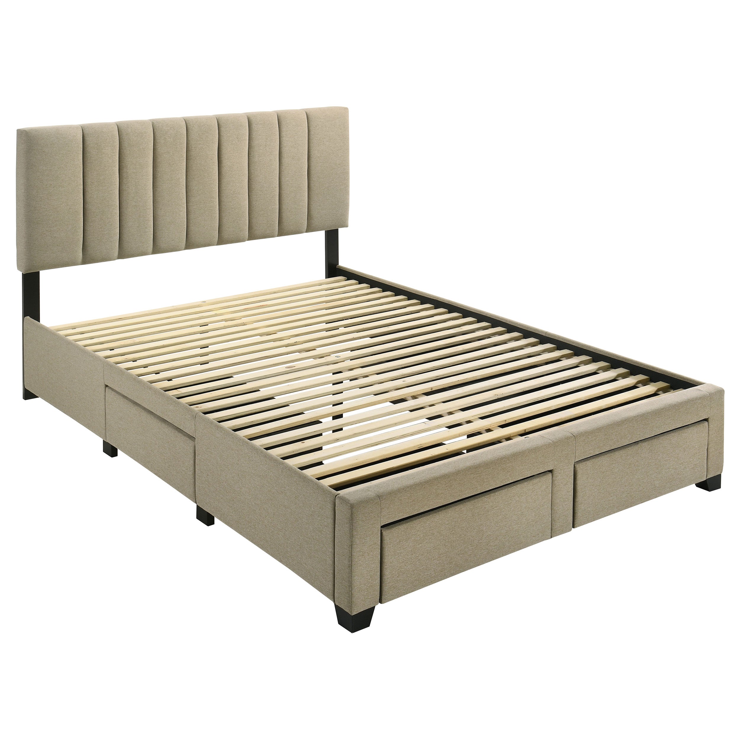 Wheatland 4-drawer Upholstered Queen Storage Bed Light Brown — view 4