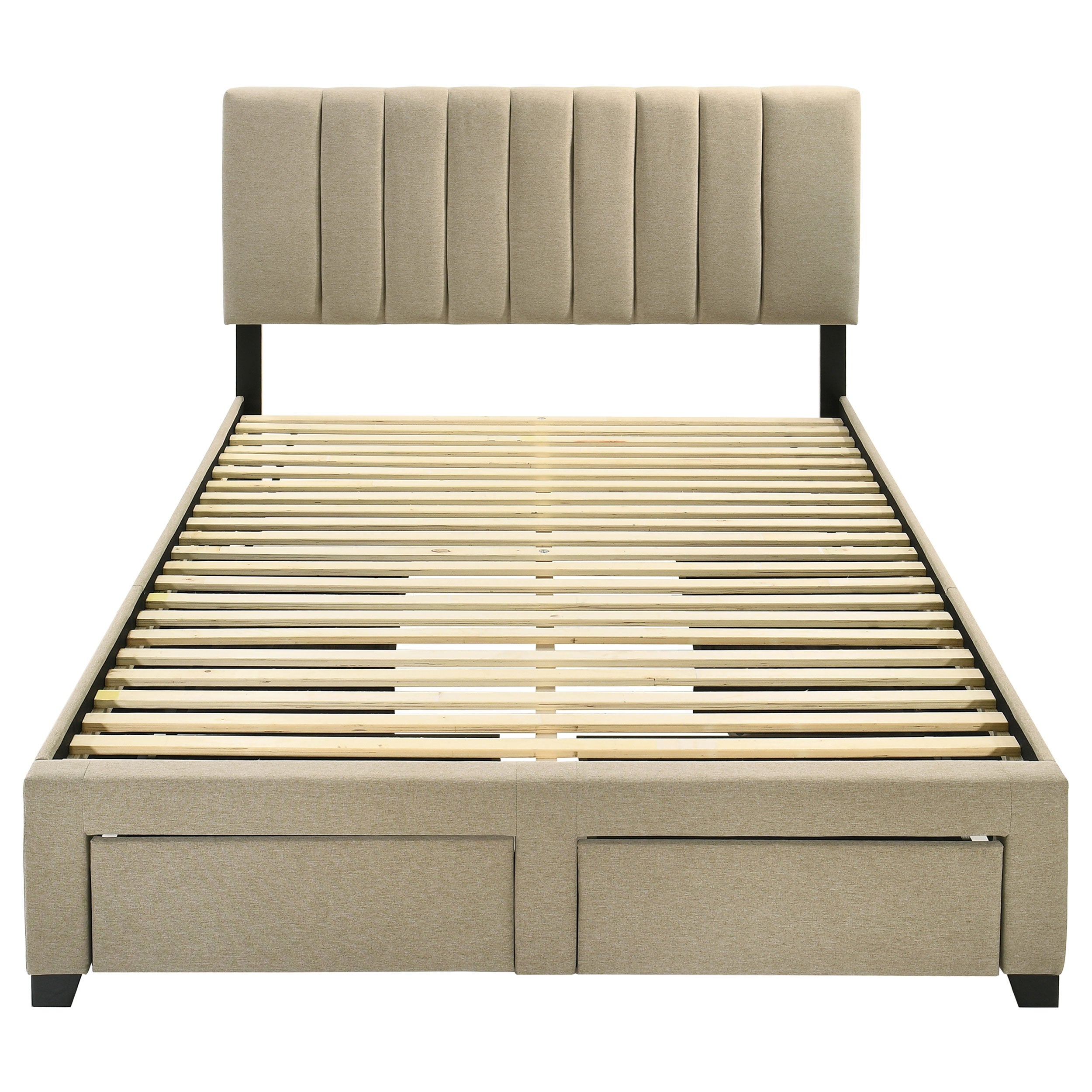 Wheatland 4-drawer Upholstered Queen Storage Bed Light Brown — view 6