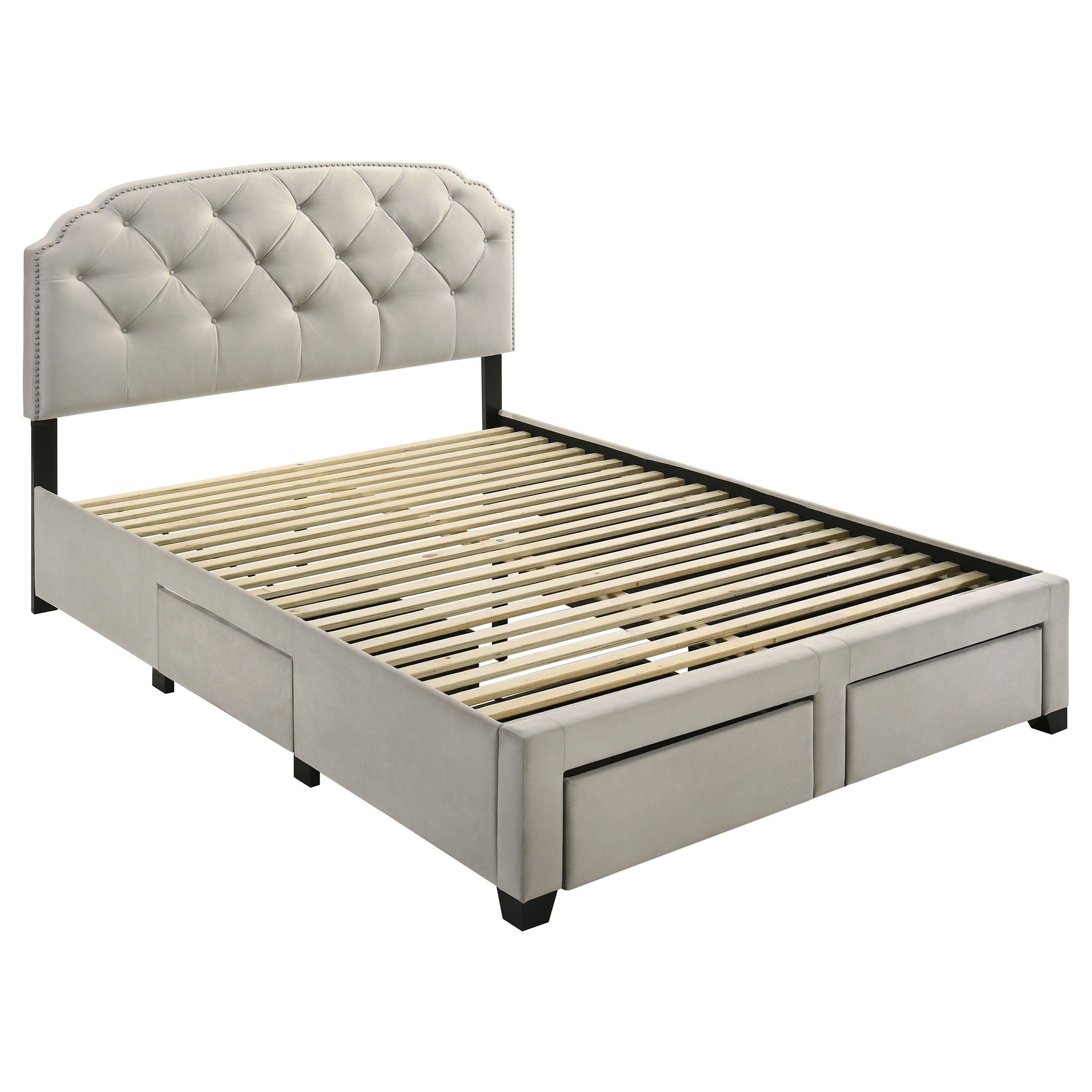 Marianna 4-drawer Upholstered Queen Storage Bed Cream — view 4