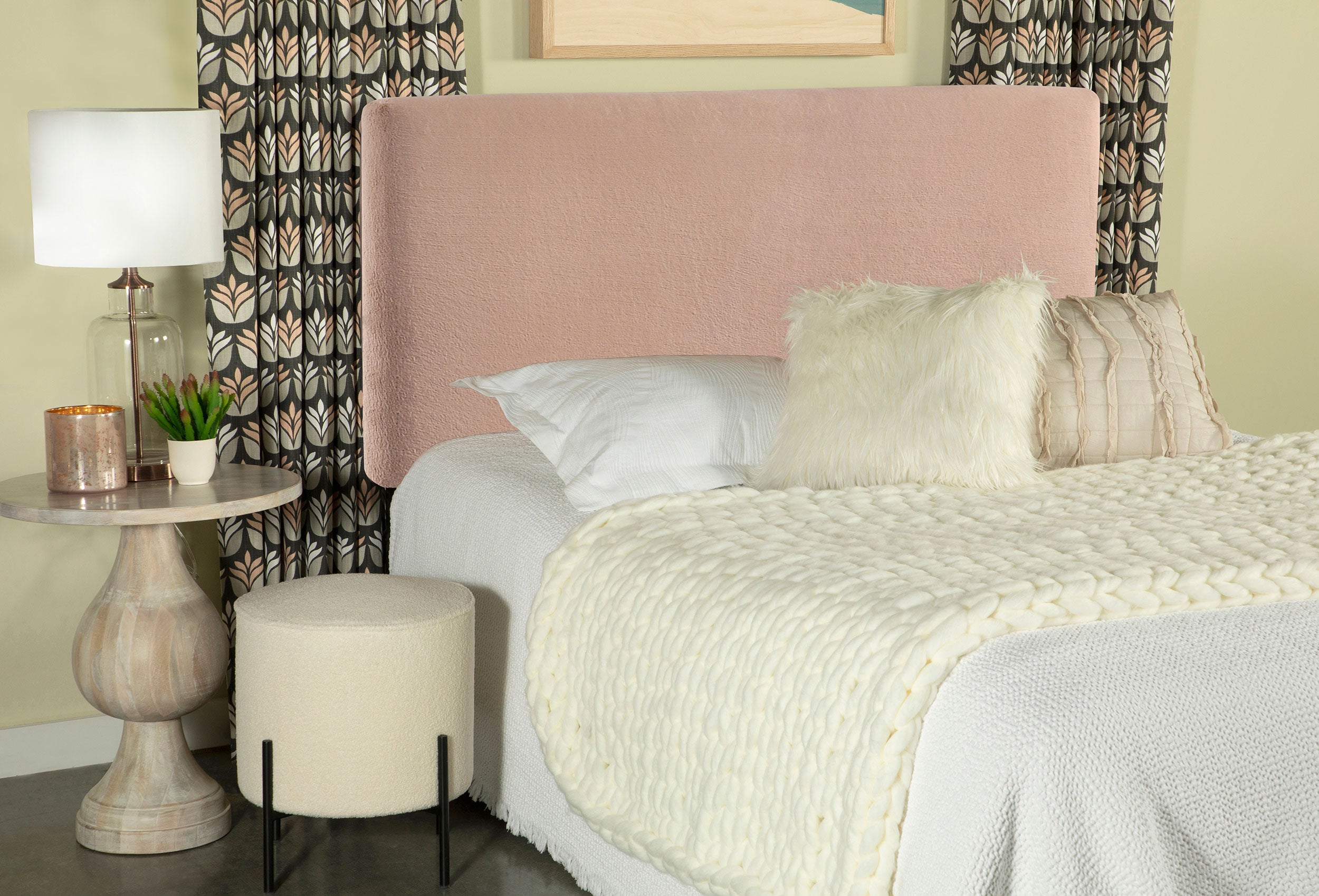 Gigi Upholstered Queen or Full Panel Headboard Blush — view 2