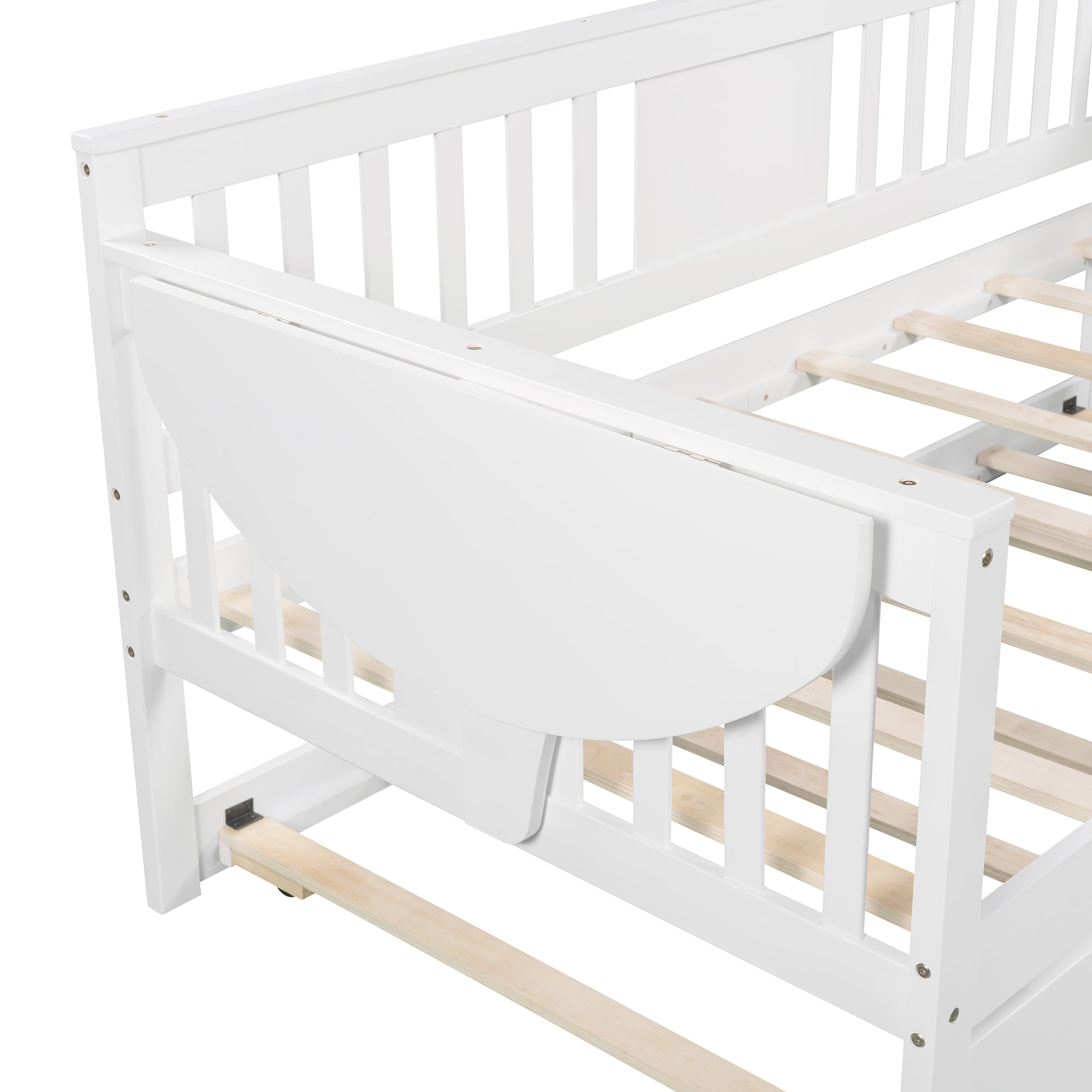 Twin Wooden Daybed with Trundle Bed , Sofa Bed for Bedroom Living Room, White - Atlantic Fine Furniture Melbourne FL
