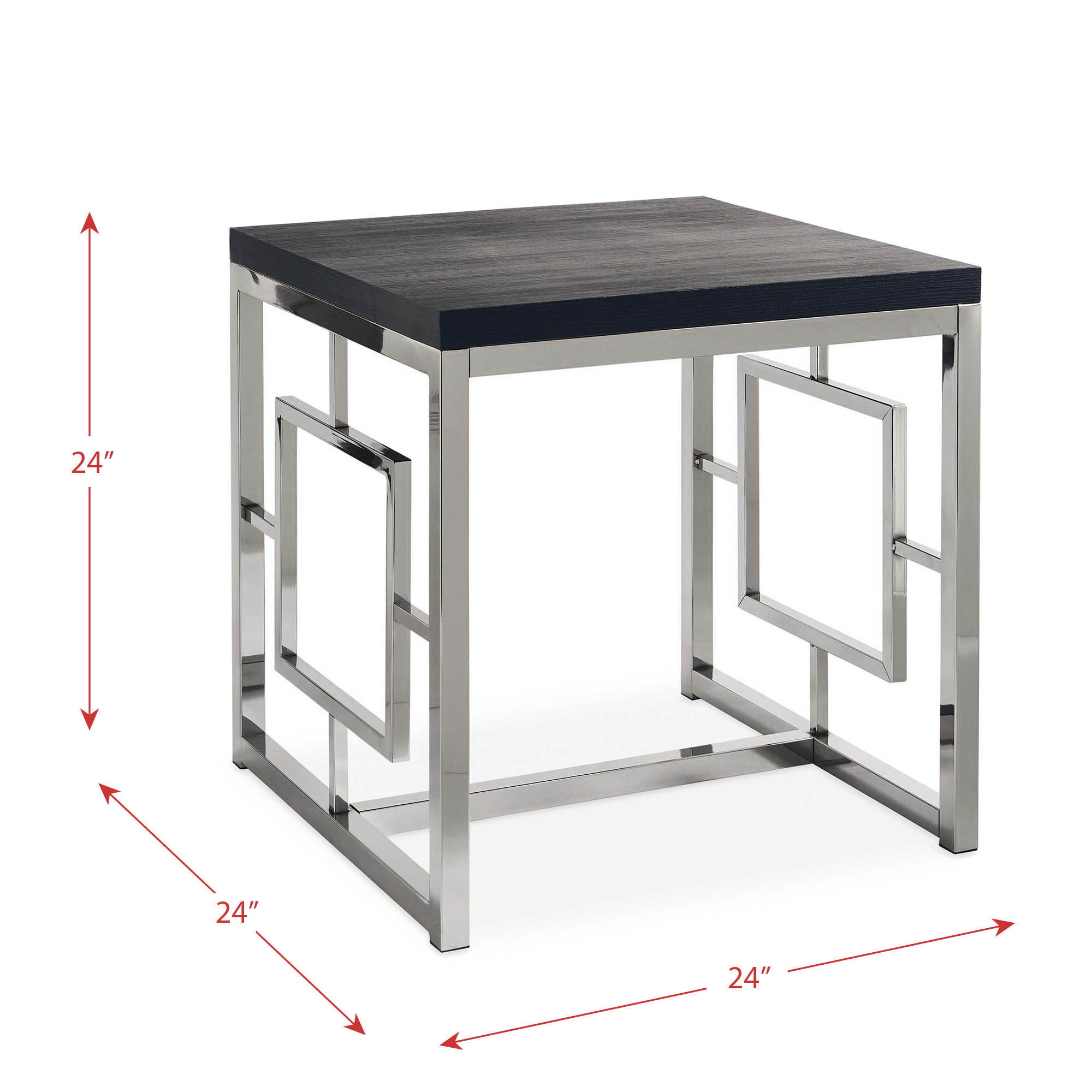 Ezra 24" End Table in Chrome by Elements International, view 2