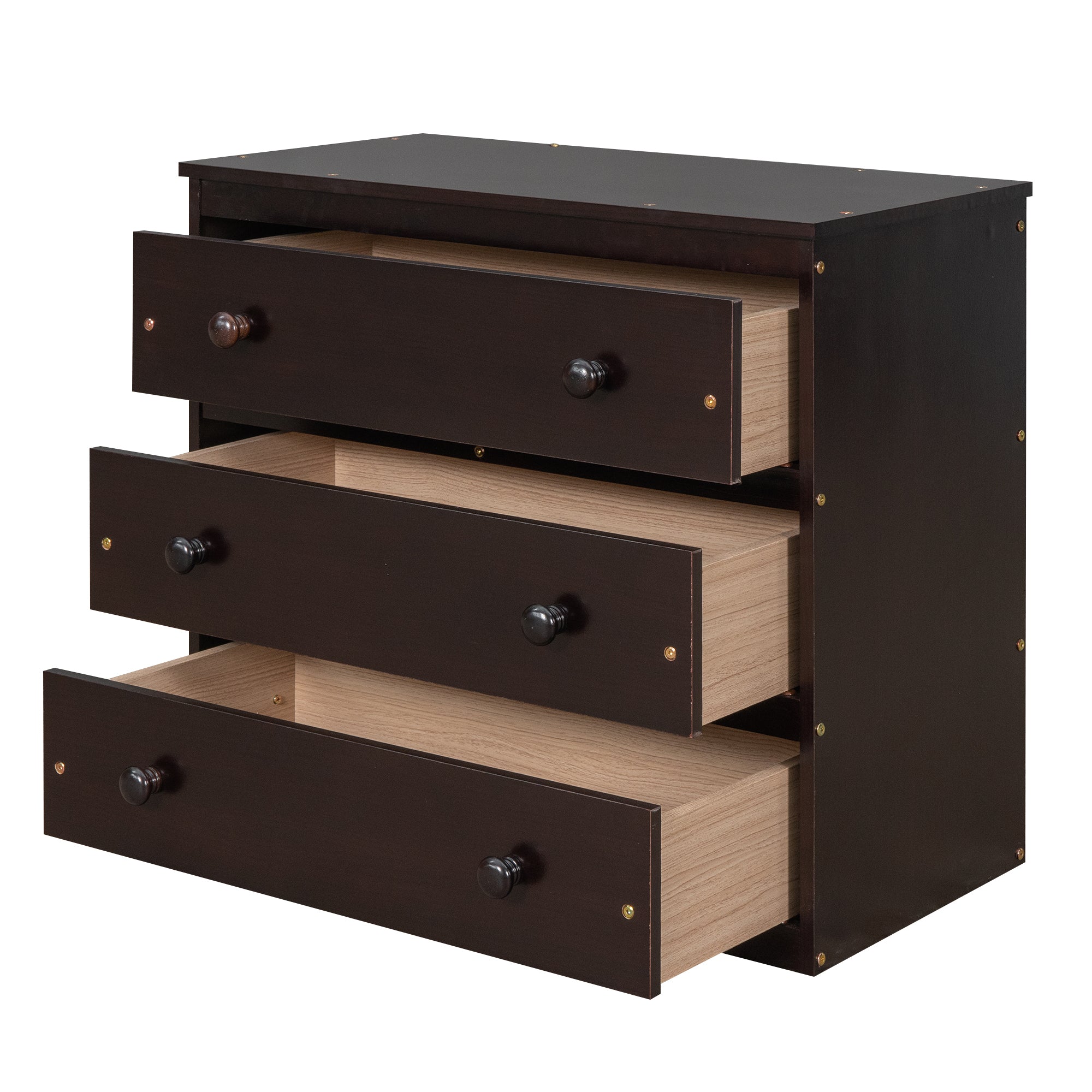 Low Study Full Loft Bed with Cabinet ,Shelves and Rolling Portable Desk ,Multiple Functions Bed- Espresso - Atlantic Fine Furniture Melbourne FL