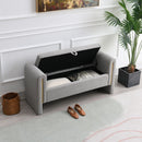 Modern Teddy Upholstered Large Bed End Bench With Arms And Storage