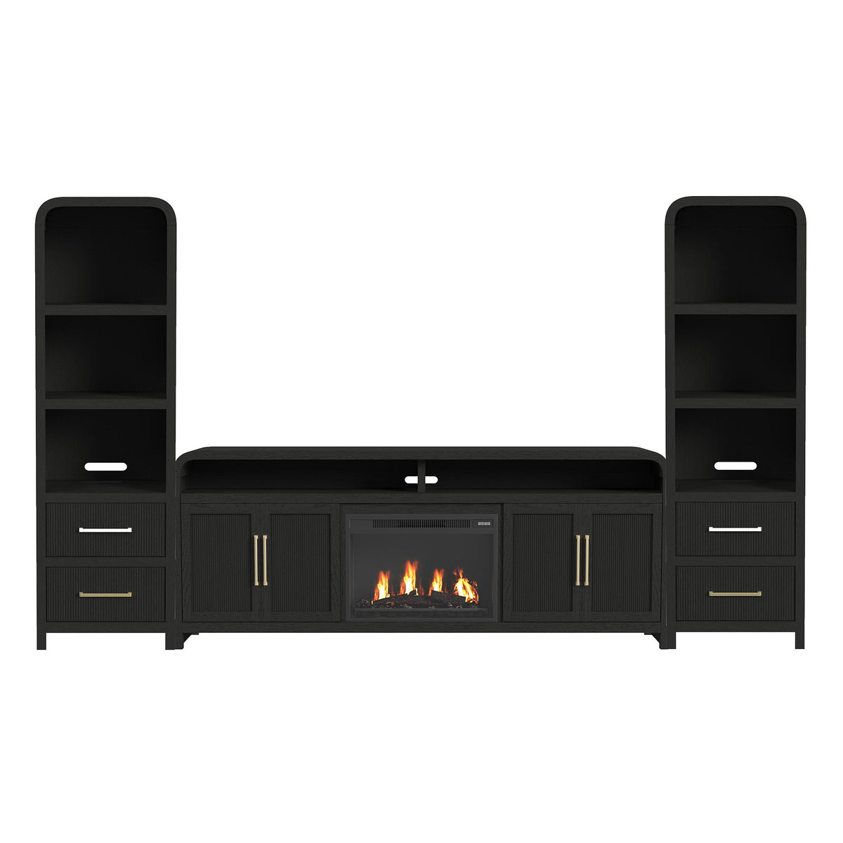 Ridgemont Entertainment Unit With 82" TV Console in Black by Elements International, view 2
