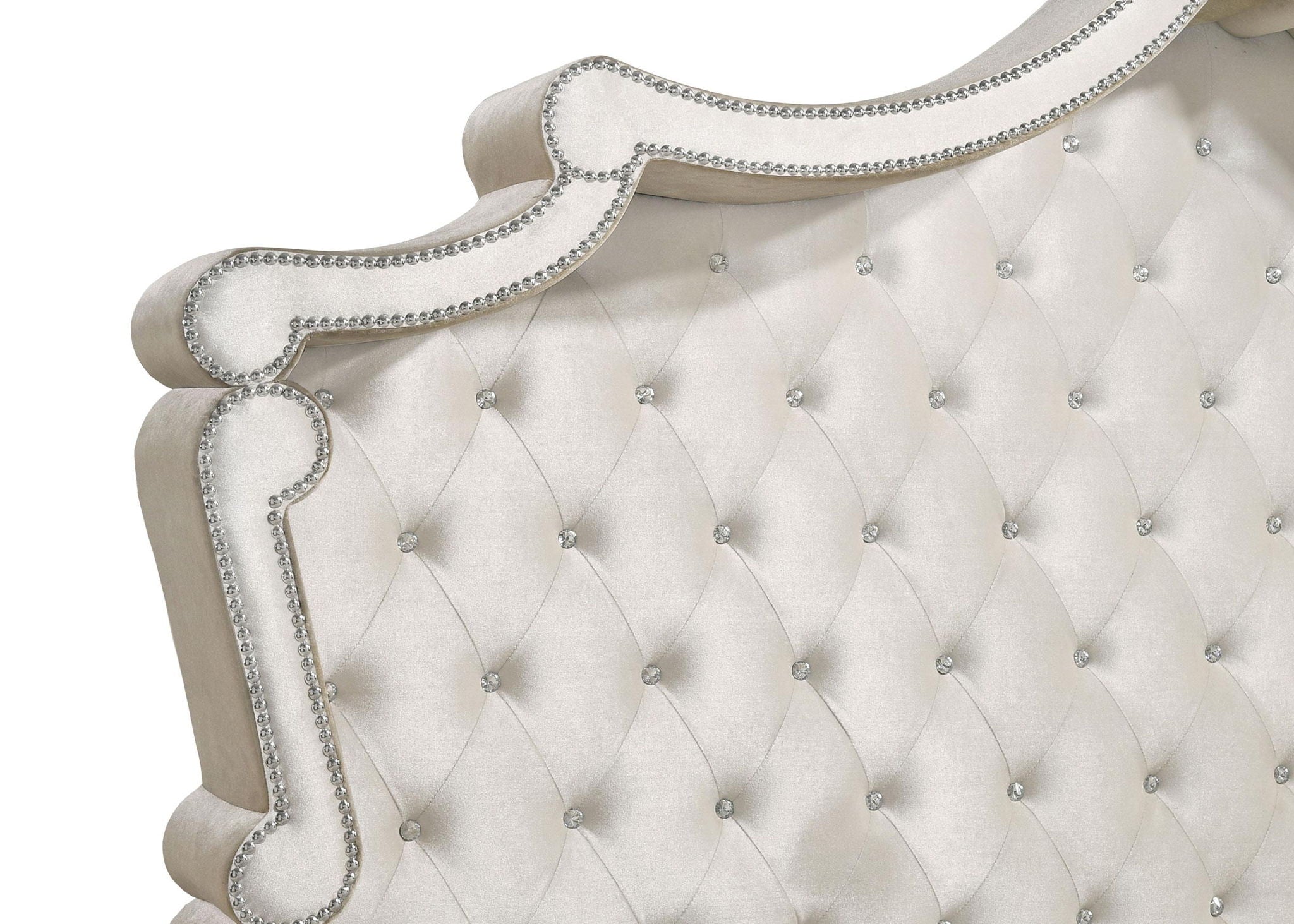 Antonella Upholstered Eastern King Panel Bed Ivory and Camel