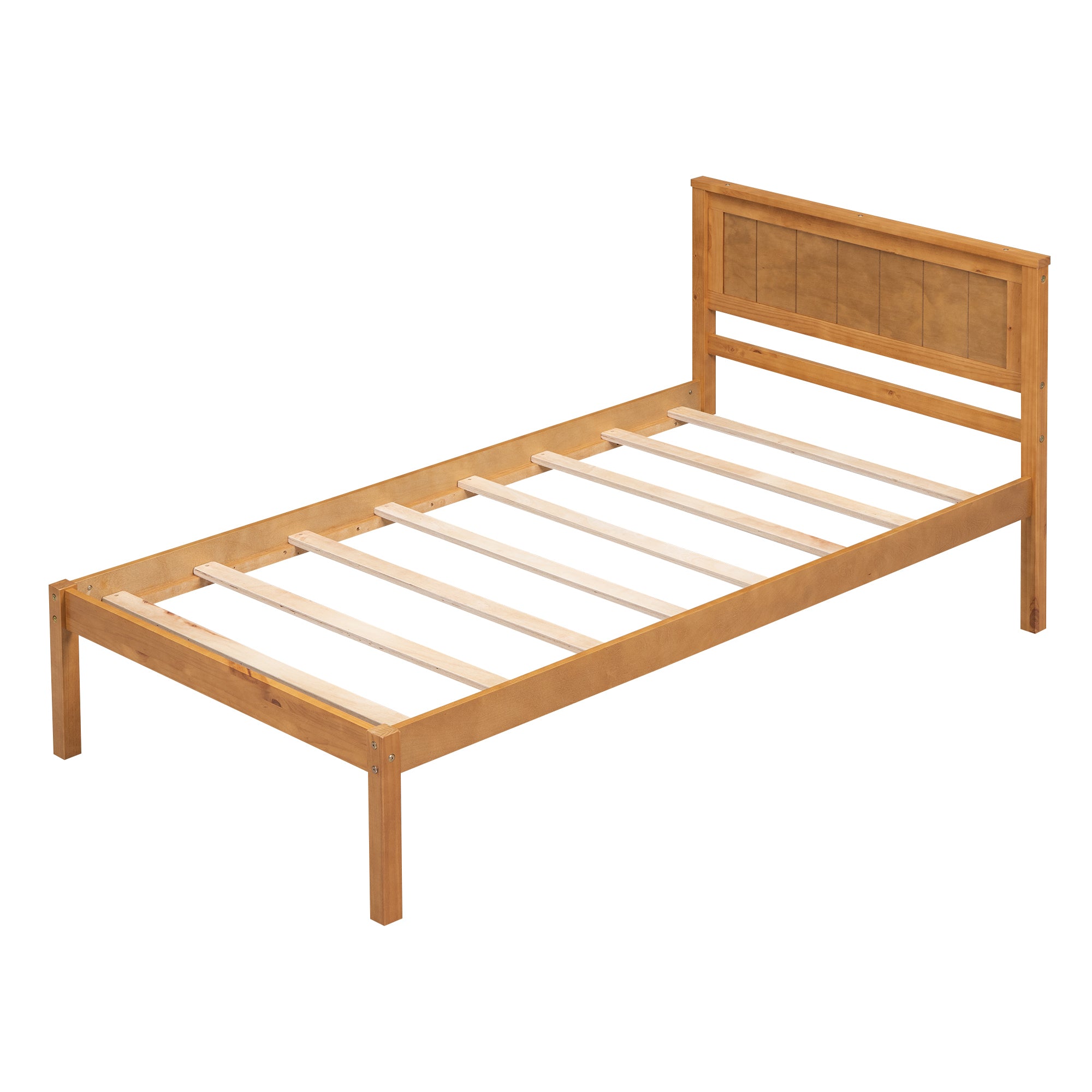 Platform Bed Frame with Headboard , Wood Slat Support , No Box Spring Needed ,Twin,Oak - Atlantic Fine Furniture Melbourne FL