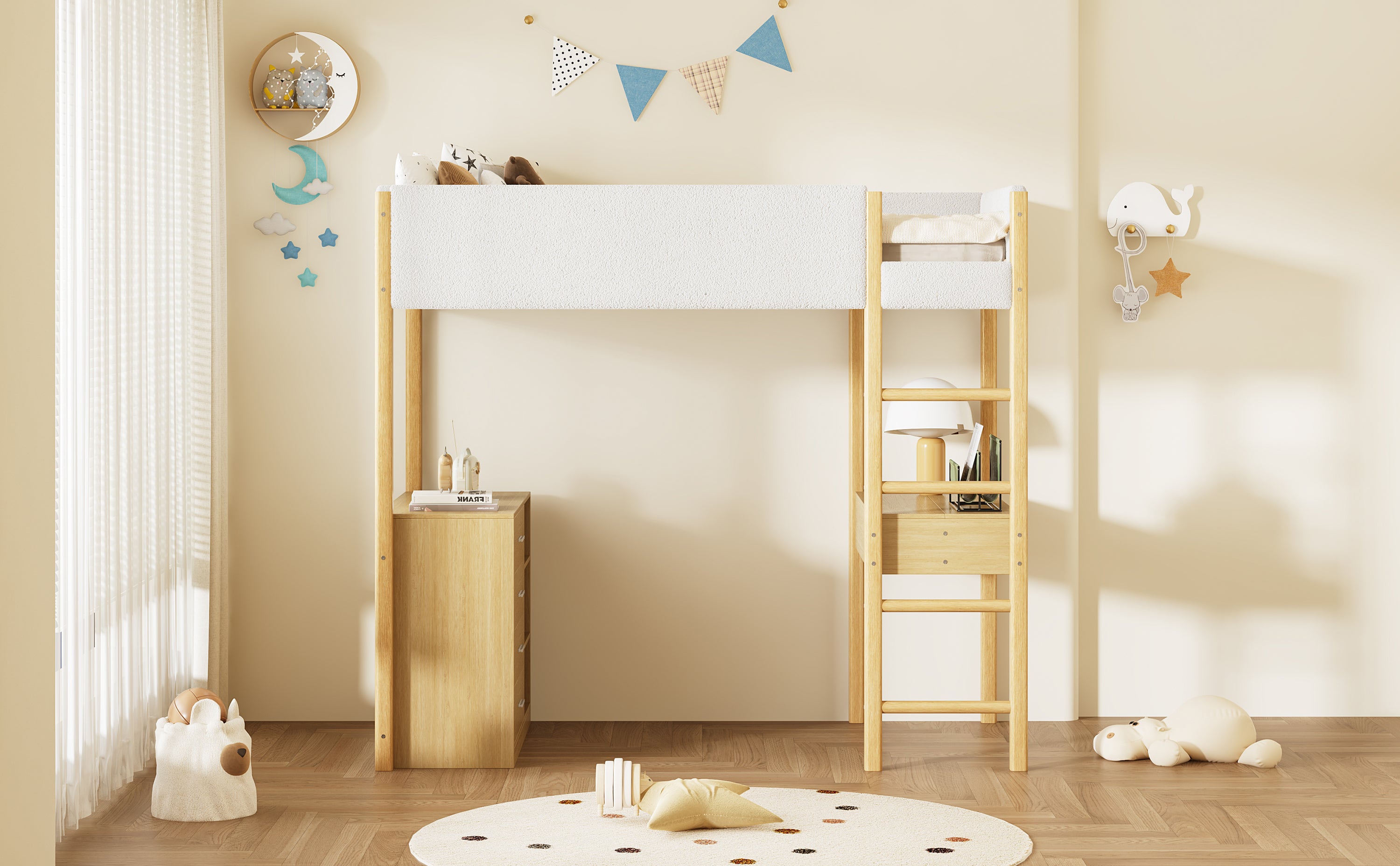Twin Size Teddy FleeceLoft Bed Wood Bed, Natural - Atlantic Fine Furniture Melbourne FL