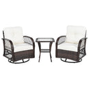 3 Piece Outdoor Chair & Table Set Chat Set, 2 Person Rattan Seating Group