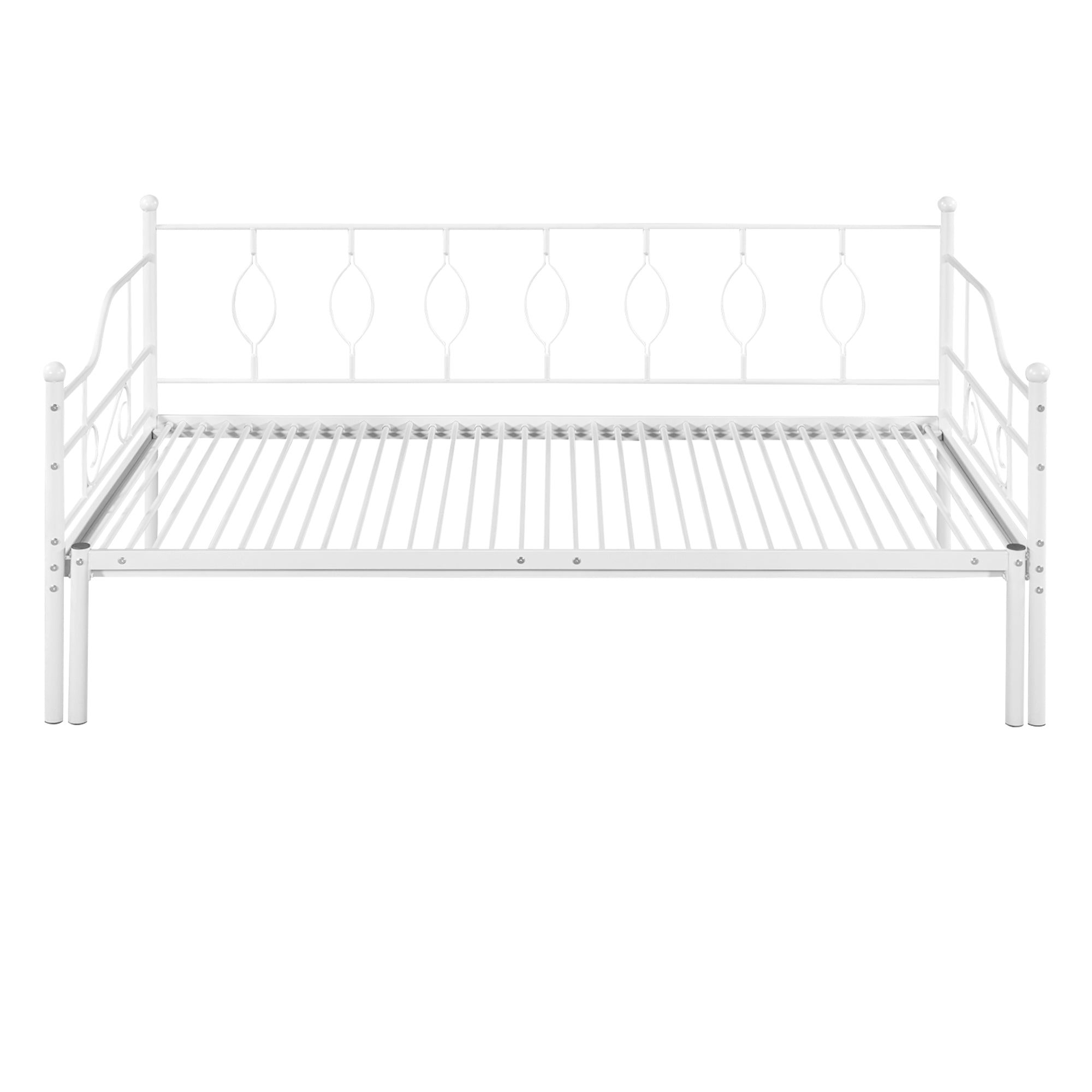 Twin Size Metal Daybed with Trundle, Daybed with Slat No Box required White - Atlantic Fine Furniture Melbourne FL