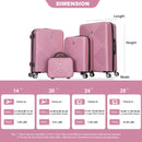 4 Piece Lightweight Suitcase, Makeup Box, Aircraft Wheels