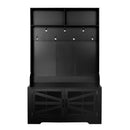 Entryway Bench With Coat Rack, 3 In 1 Design And Adjustable Shelves