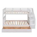 Stairway Bunk Bed With Storage And Guard Rail For Bedroom