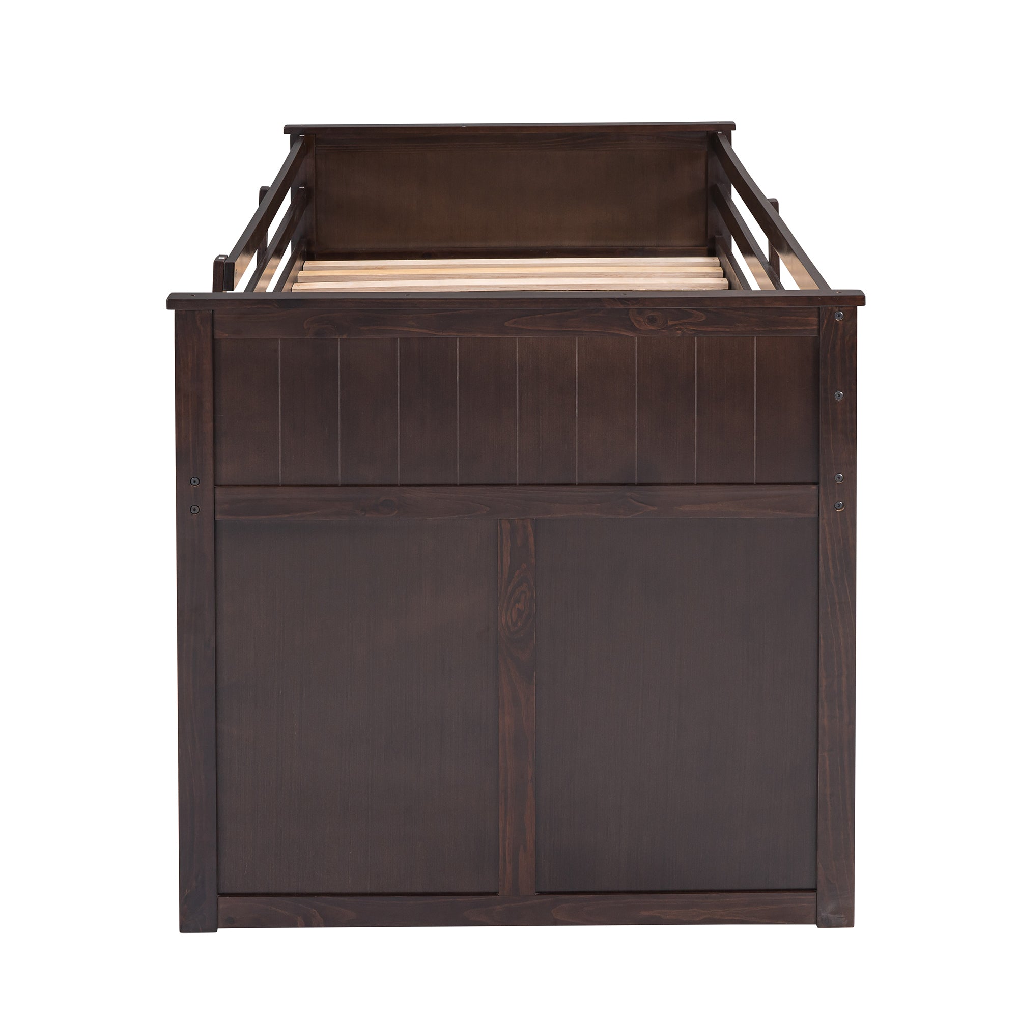 Loft Bed Low Study Twin Size Loft Bed With Storage Steps and Portable,Desk,Espresso(OLD SKU: LT000101AAP) - Atlantic Fine Furniture Melbourne FL