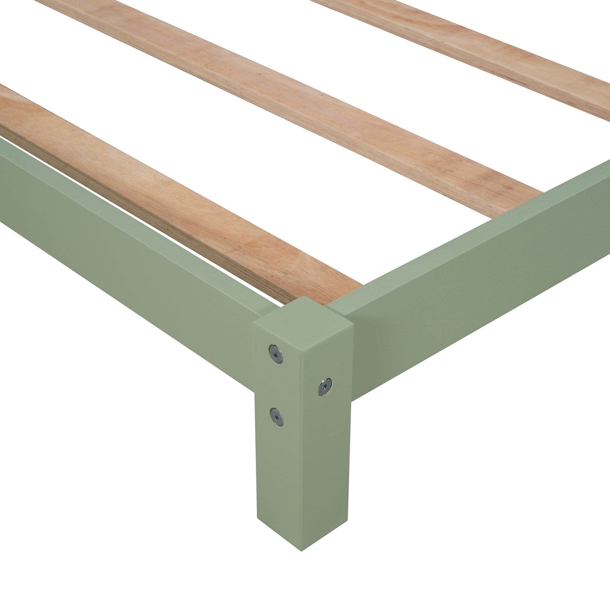 Twin Size Wood Platform Bed with House-shaped Headboard (Green) - Atlantic Fine Furniture Melbourne FL