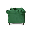 Lunarix - Velvet Fabric Chaise Lounge With Diamond Stitching And Turned Legs - Emerald
