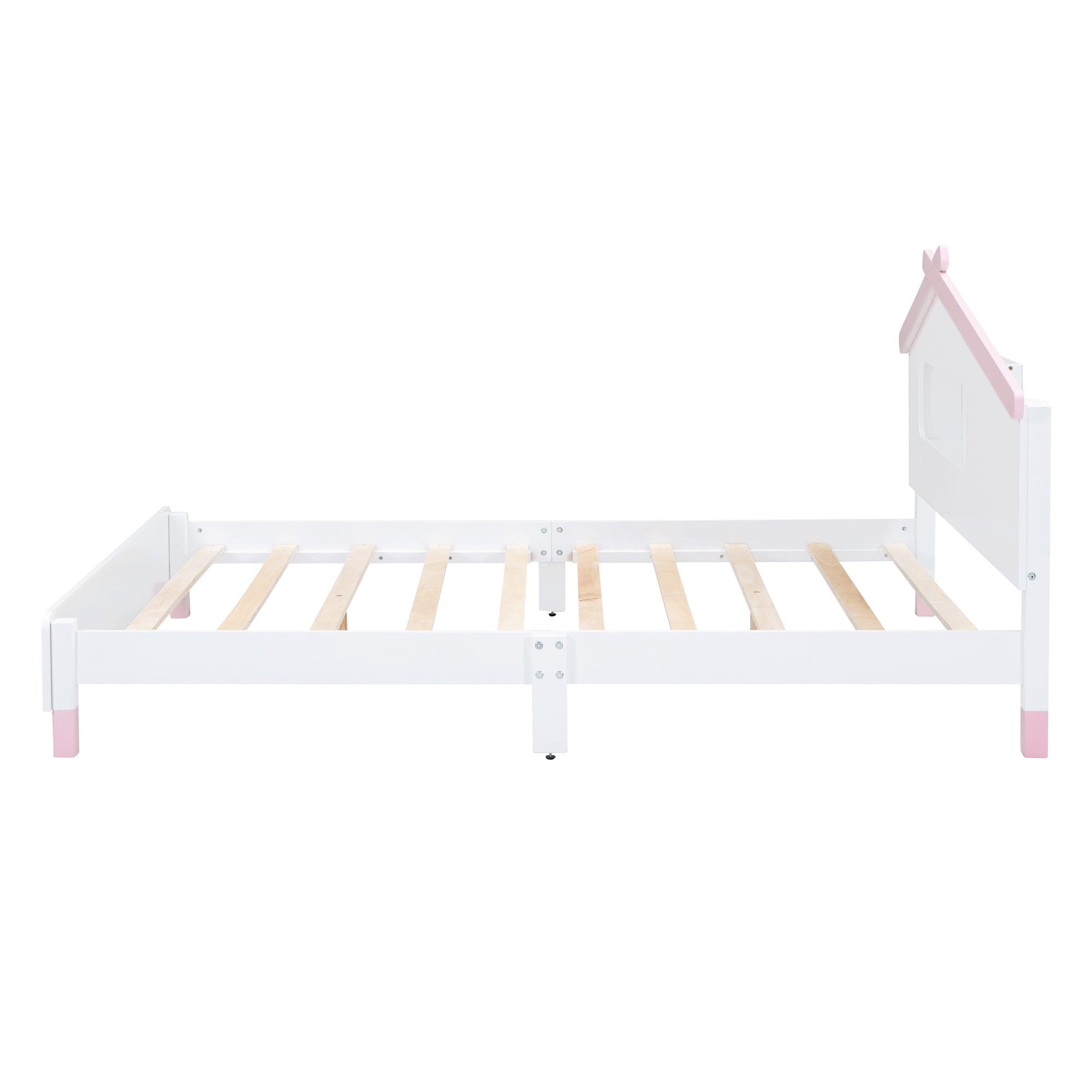 Full Size Wood Platform Bed with House-shaped Headboard and Motion Activated Night Lights (White+Pink) - Atlantic Fine Furniture Melbourne FL