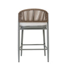 Outdoor 26" Counter Height Metal Frame Counter Stools With Scallop Shaped Backrest & Water Resistant Cushions