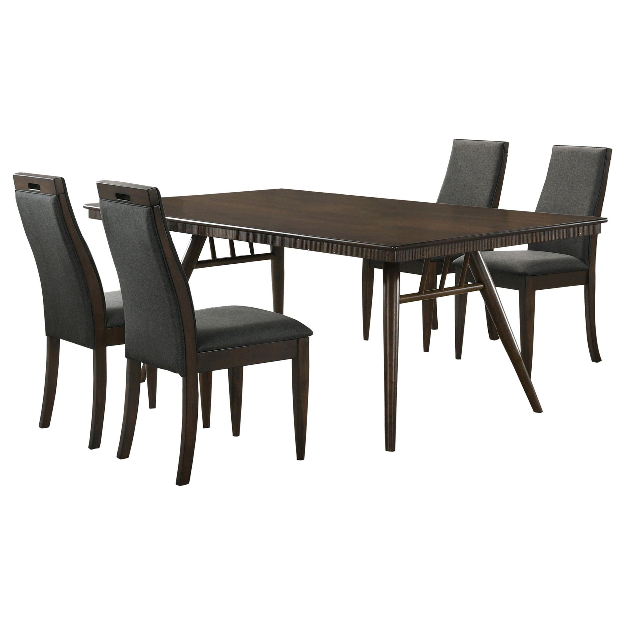 Wes 5-piece Rectangular Dining Table Set Dark Walnut