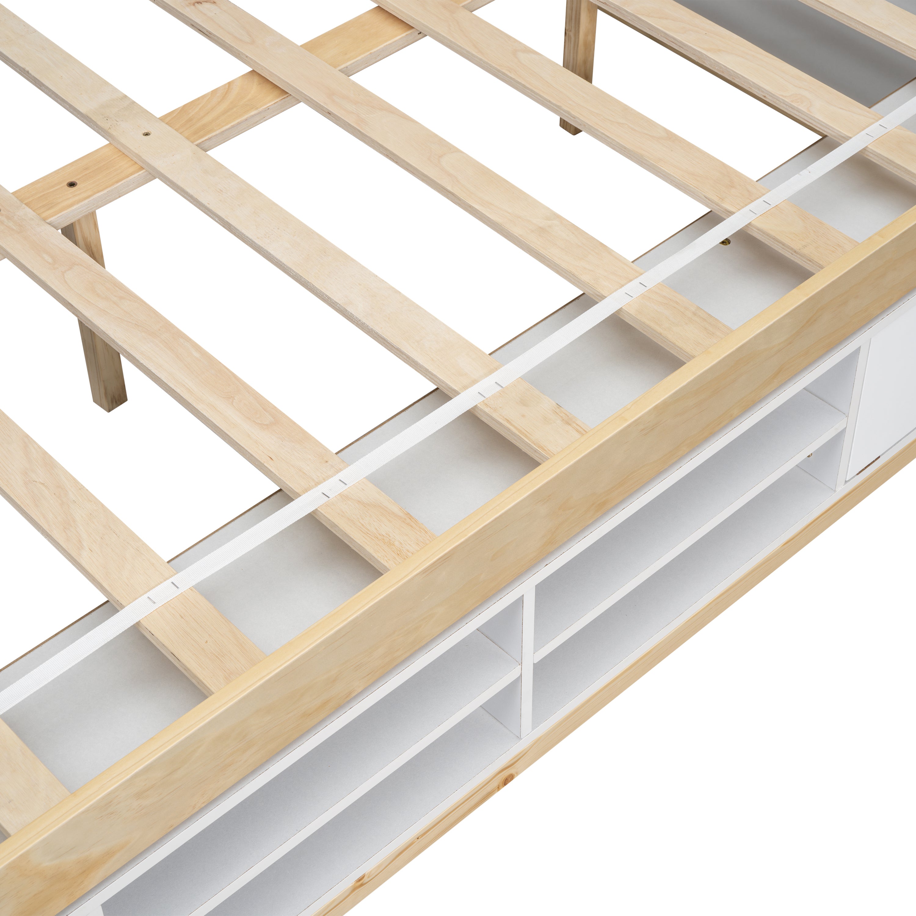 Full House Bed with Roof Frame, Bedside-shelves, Under Bed Storage Unit,Natural - Atlantic Fine Furniture Melbourne FL