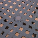 Tranquilius - Outdoor Round Dining Table With Lattice Tabletop, Umbrella Hole And Curved Legs