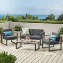 4 Piece Outdoor Chair Set With Weather Resistant Cushion - Dark Gray