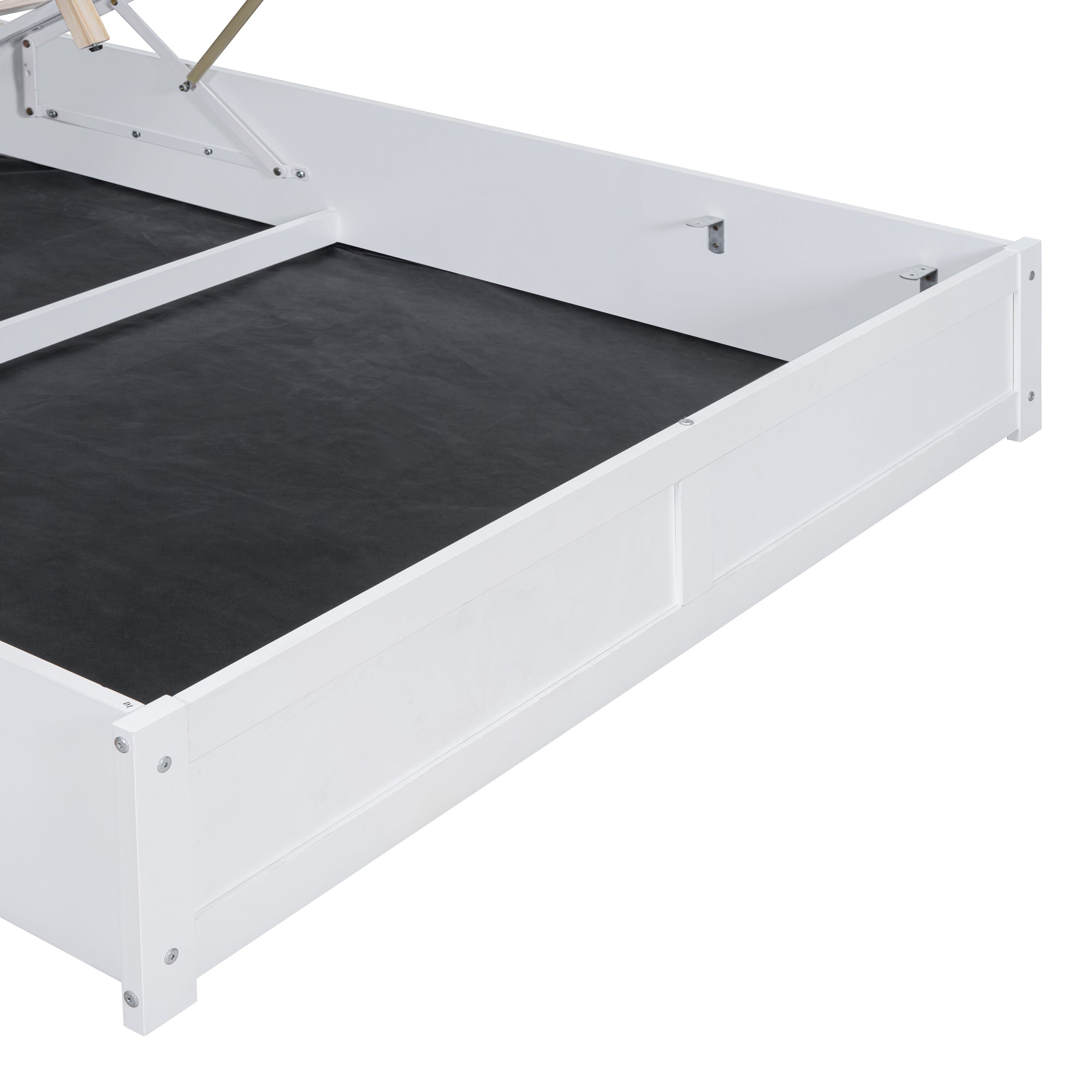 Queen Size Tufted Upholstered Platform Bed with Storage Headboard and Hydraulic Storage System, Modern PU Storage Bed with Motion Activated Night Lights and USB Charger,White