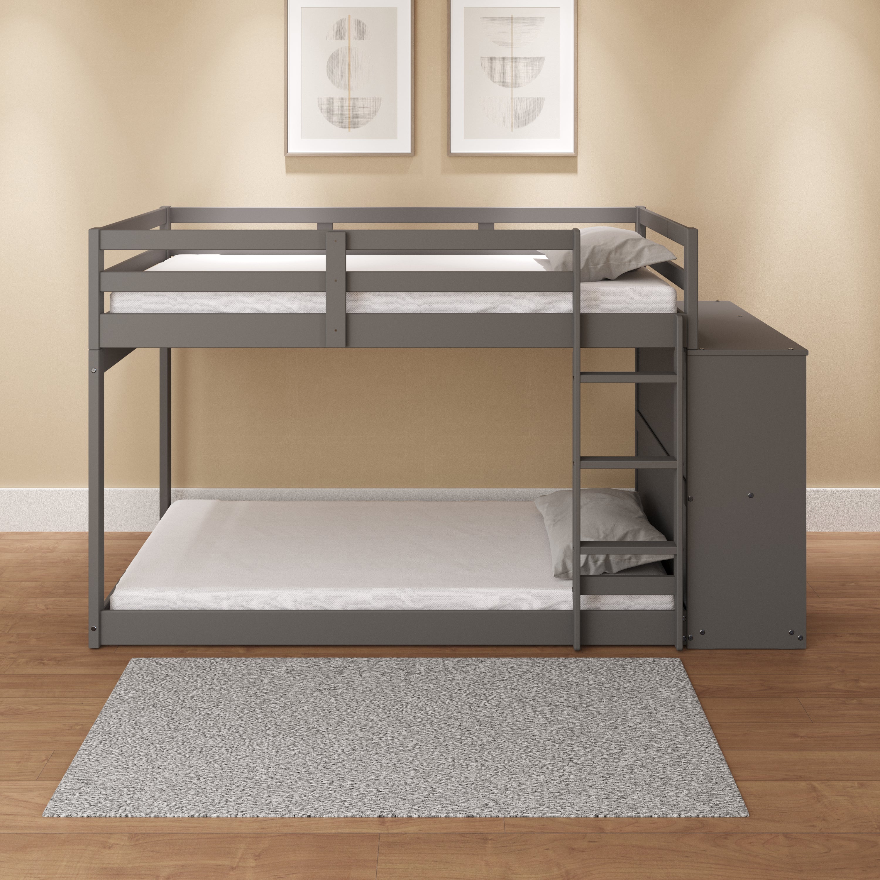 ACME Gaston Twin/Twin Bunk Bed w/Cabinet, Gray Finish BD01372 - Atlantic Fine Furniture Melbourne FL
