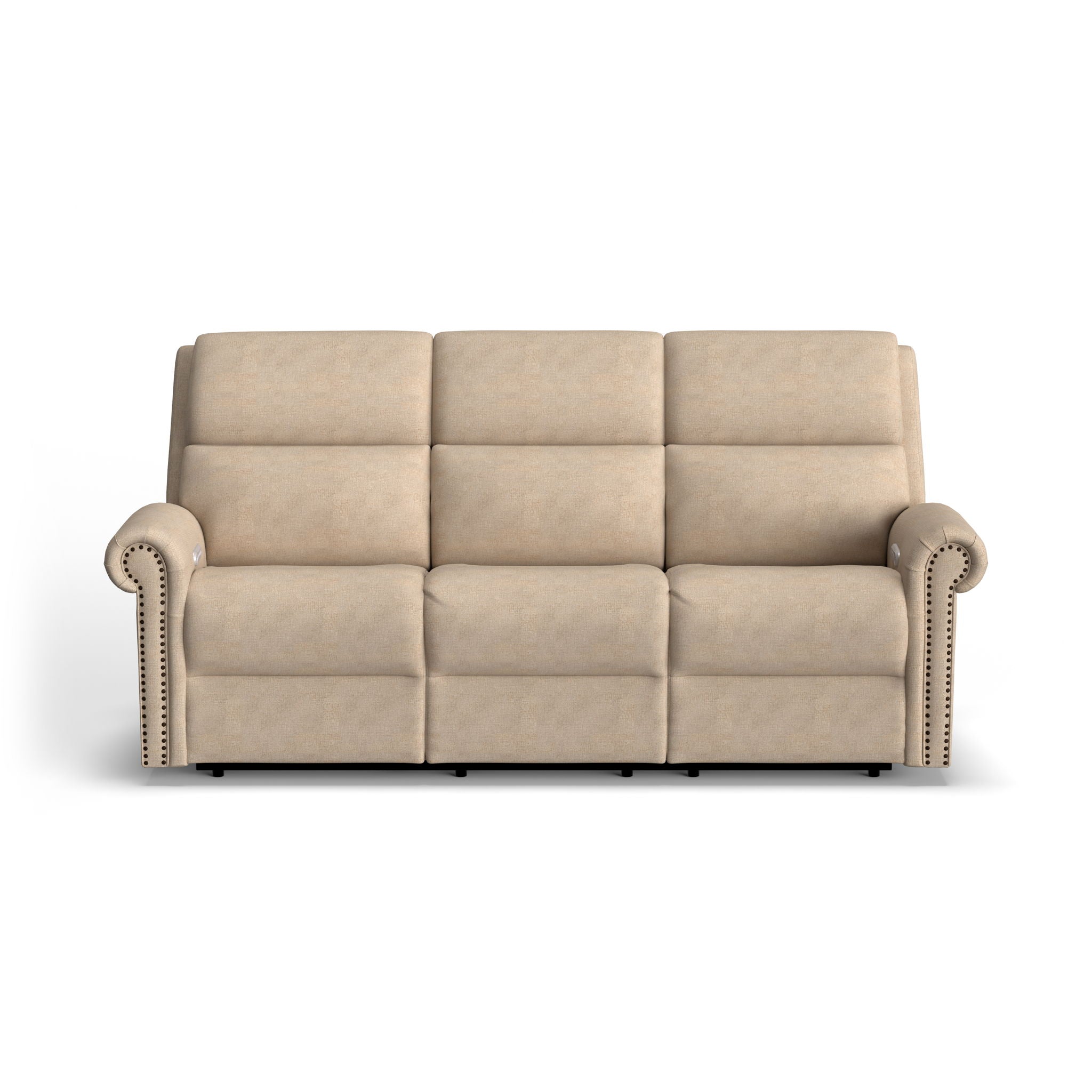 Bernard - Power Reclining Sofa With Console, Power Headrests & Lumbar, Nailhead Trim