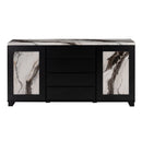 Stacey - Buffet With Storage Drawers And Marble Detailing - Black / Marble