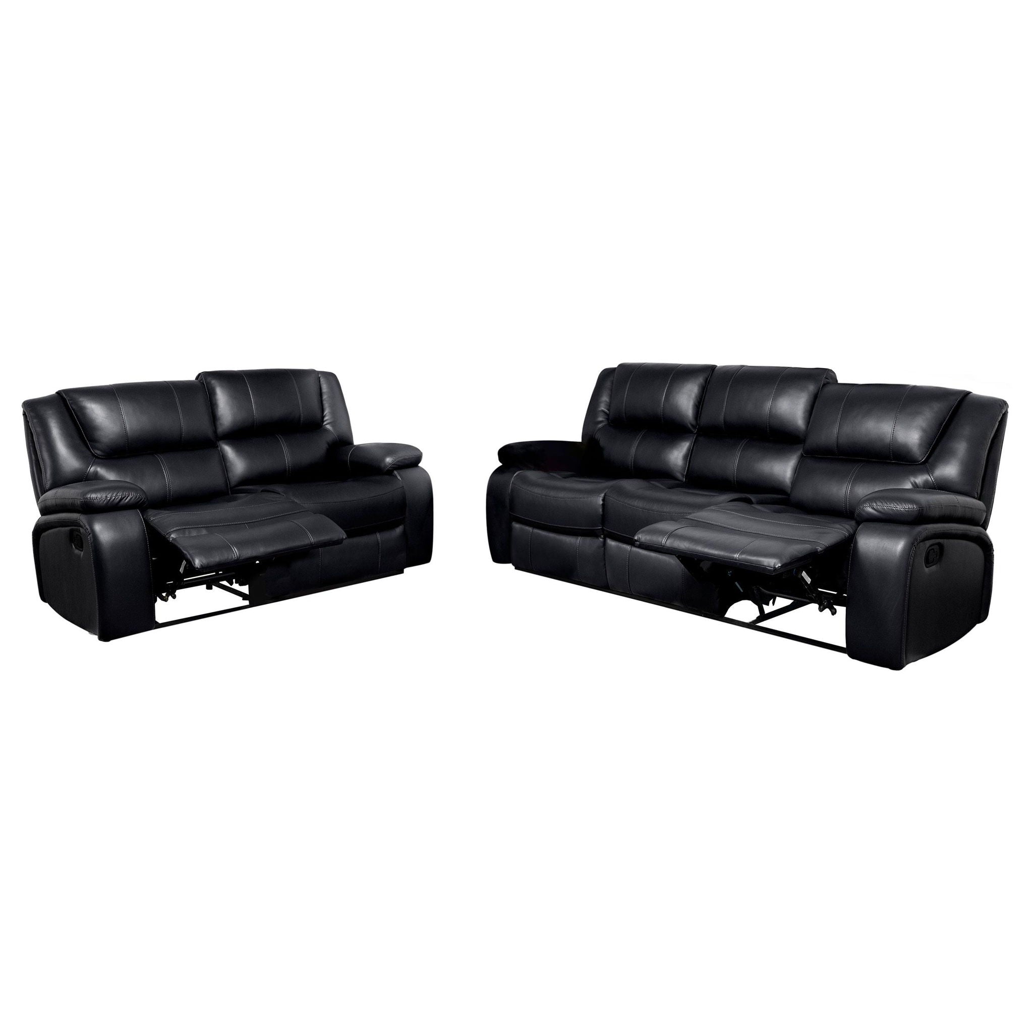 Camila 2-piece Upholstered Motion Reclining Sofa Set Black