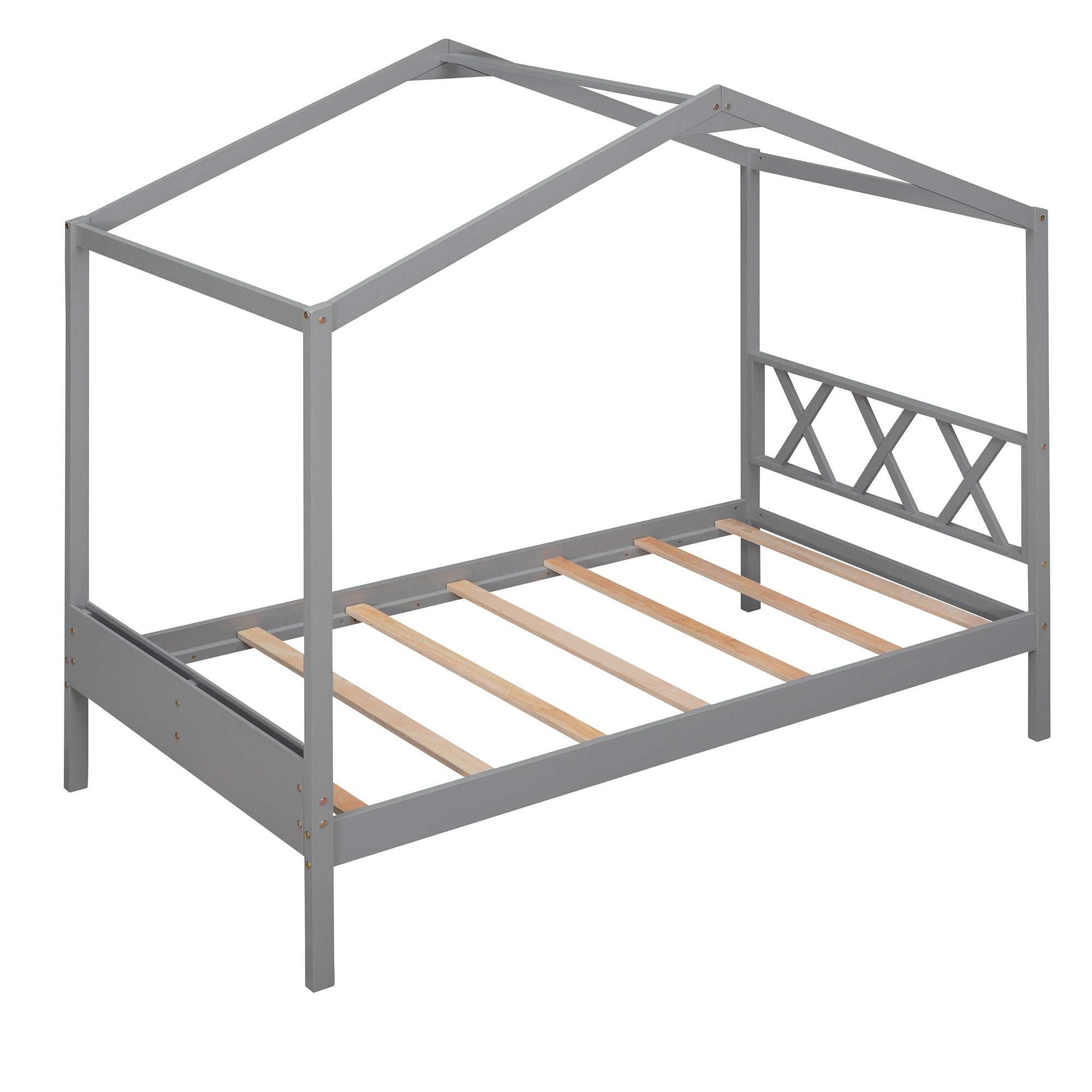Twin Size Wood House Bed with Storage Space, Gray(OLD SKU: LP000001AAE) - Atlantic Fine Furniture Melbourne FL
