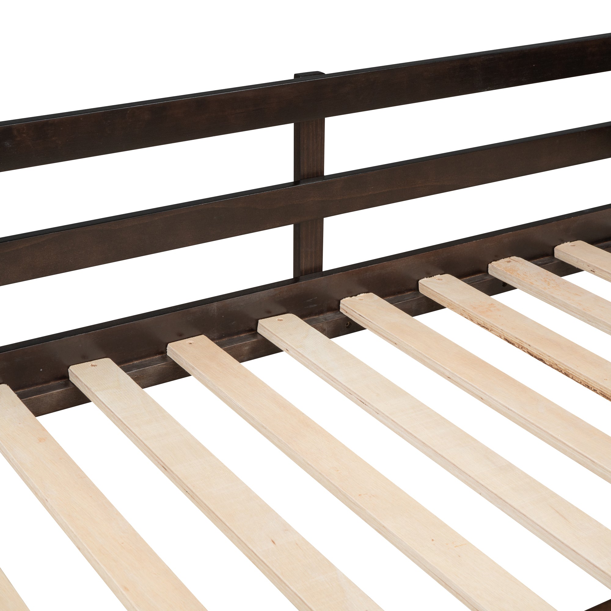 Twin Over Twin Bunk Bed with Roof, Slide and Ladder, Espresso - Atlantic Fine Furniture Melbourne FL