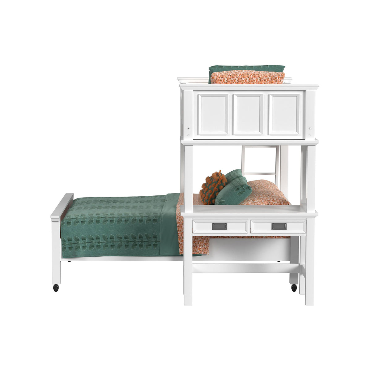 Hampton Kids Loft Bed With Ladder And Desk With Speaker in Black by Elements International, view 6